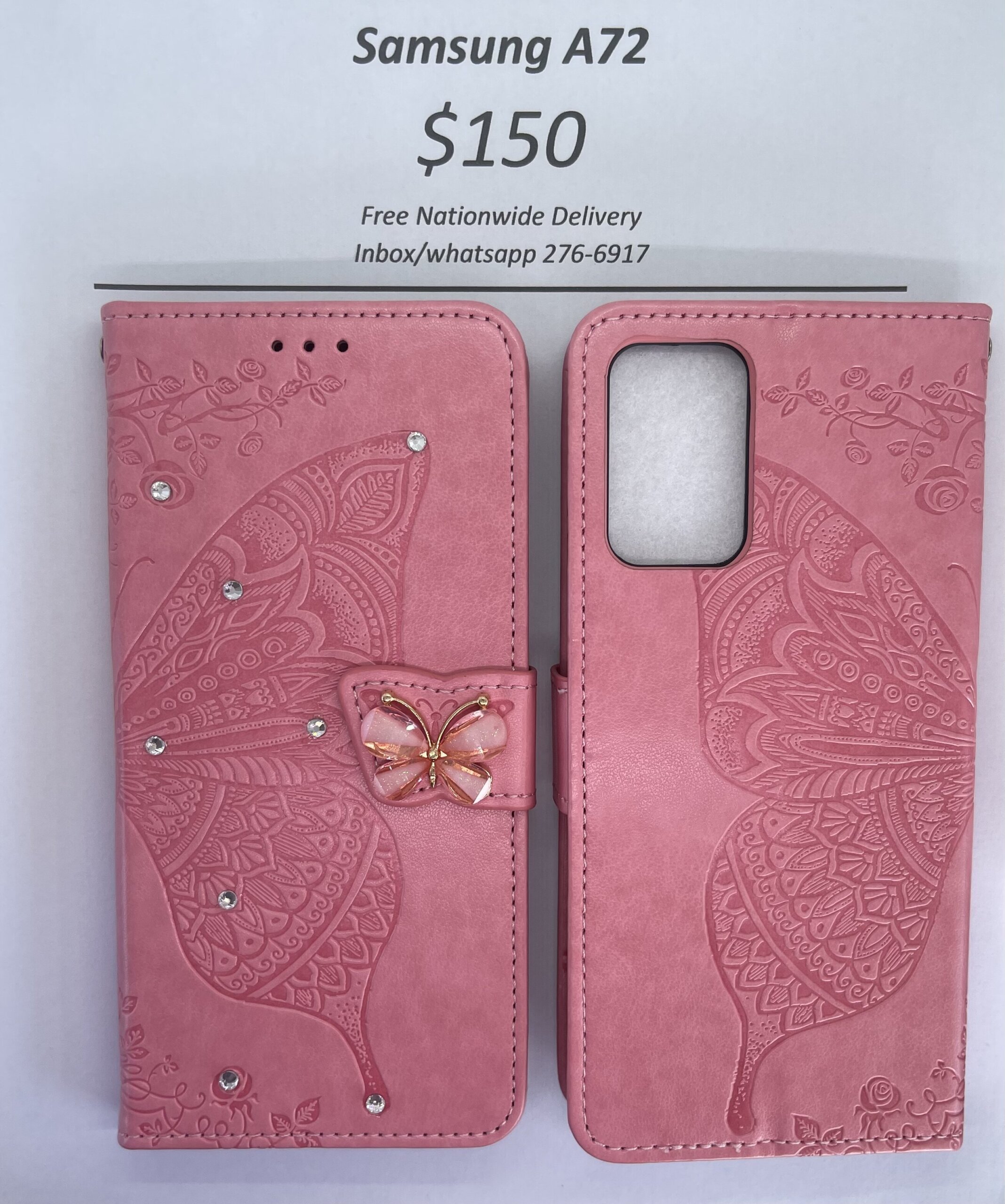 Samsung A72 Pink Butterfly Wallet