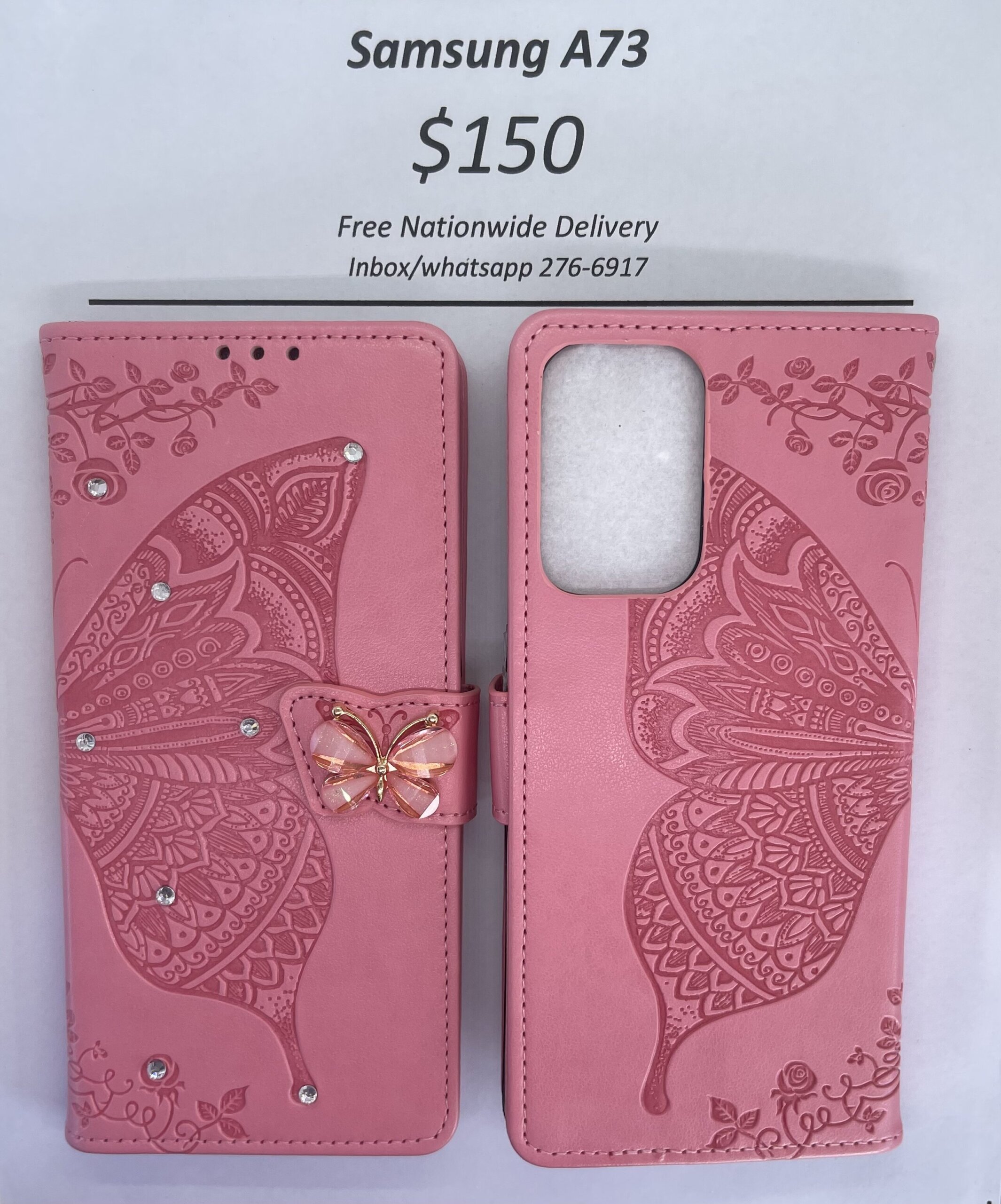 Samsung A73 Pink Butterfly Wallet