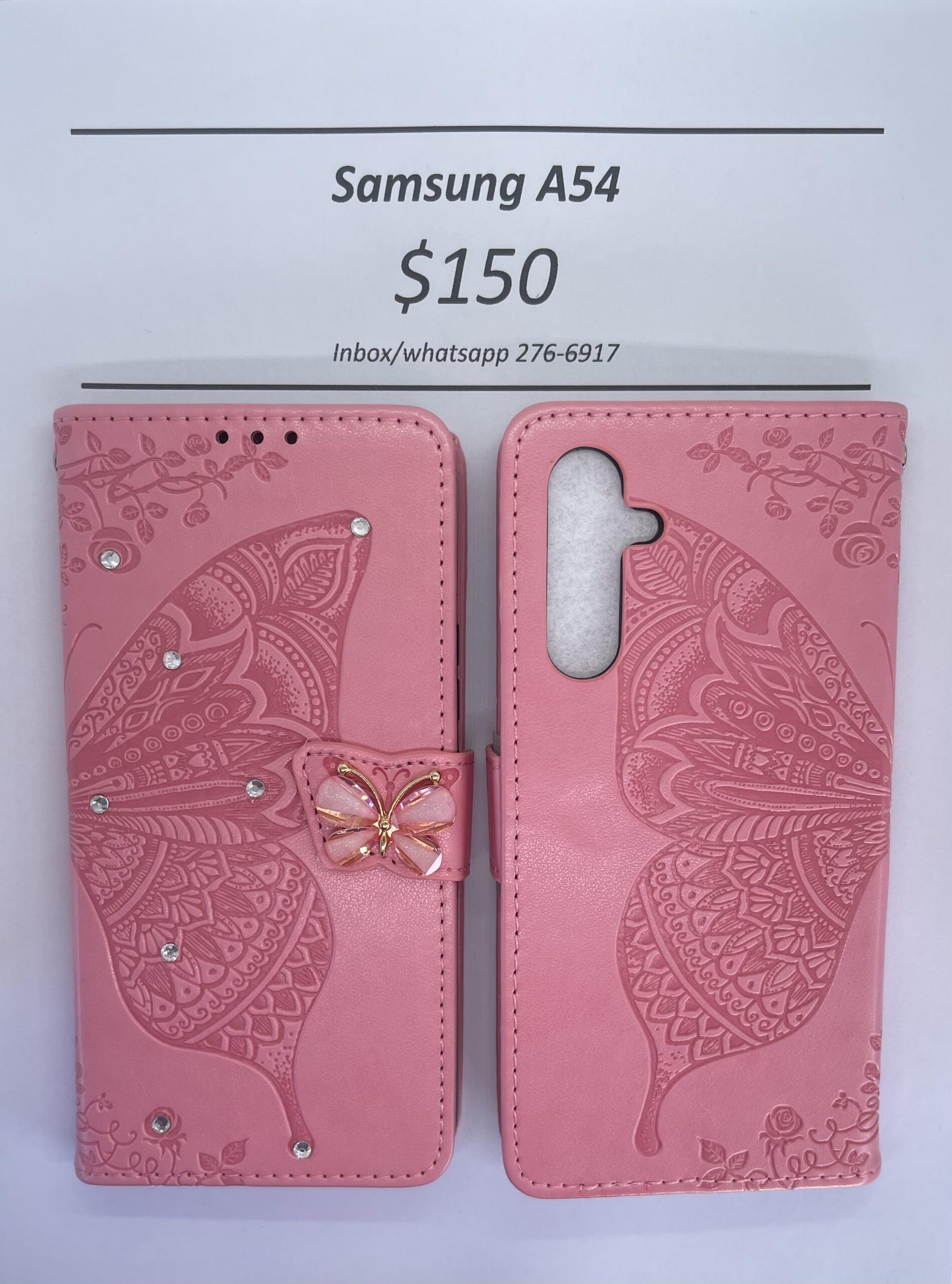 Samsung A54 Pink Butterfly Wallet