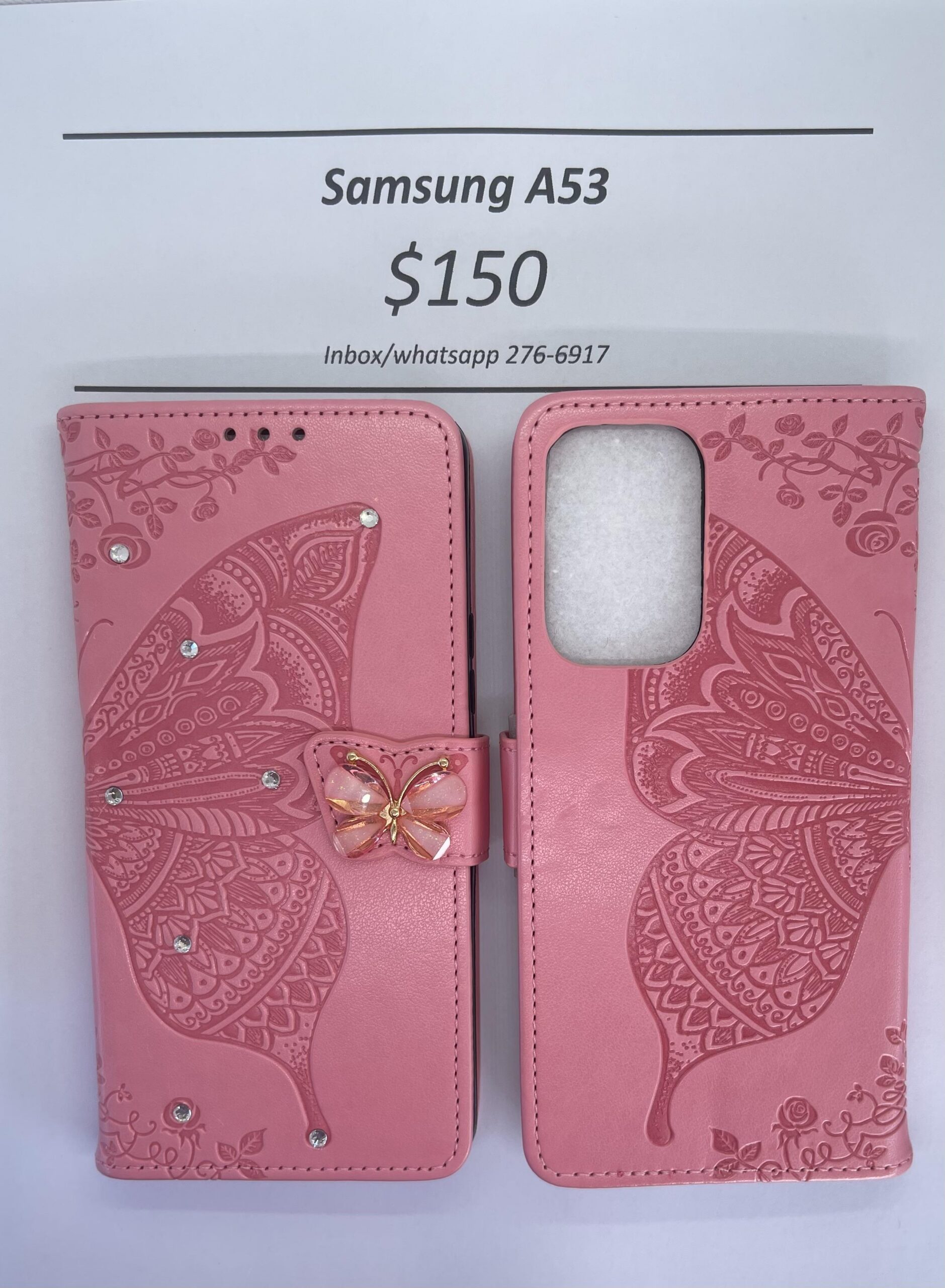 Samsung A53 Pink Butterfly Wallet