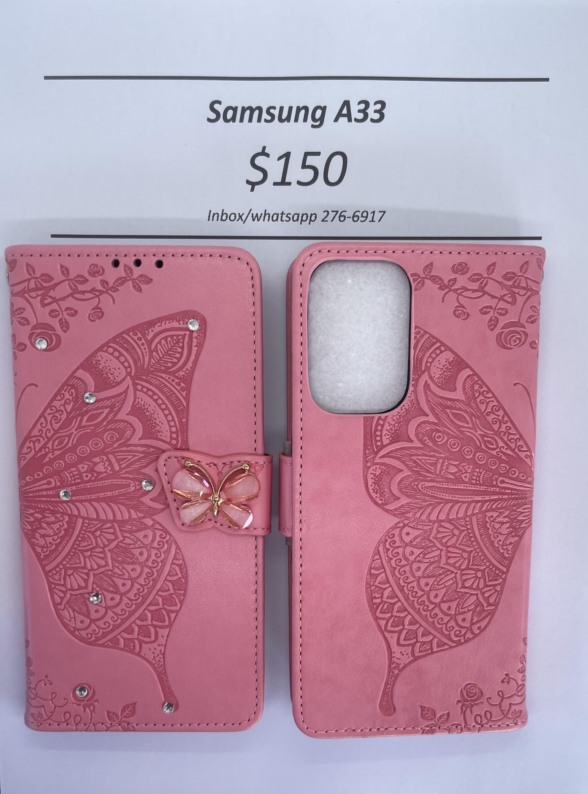 Samsung A33 Pink Butterfly Wallet
