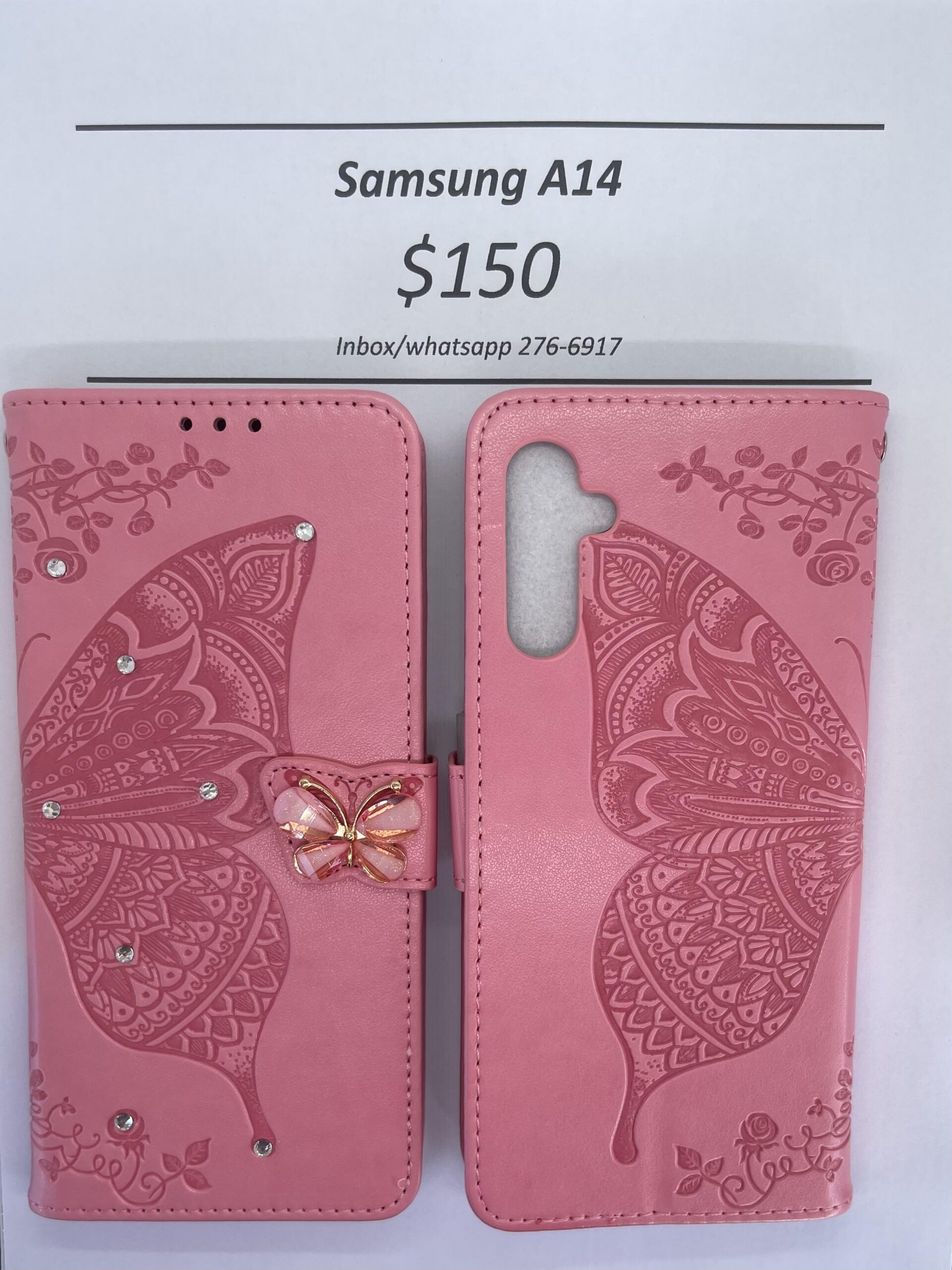 Samsung A14 Pink Butterfly Wallet