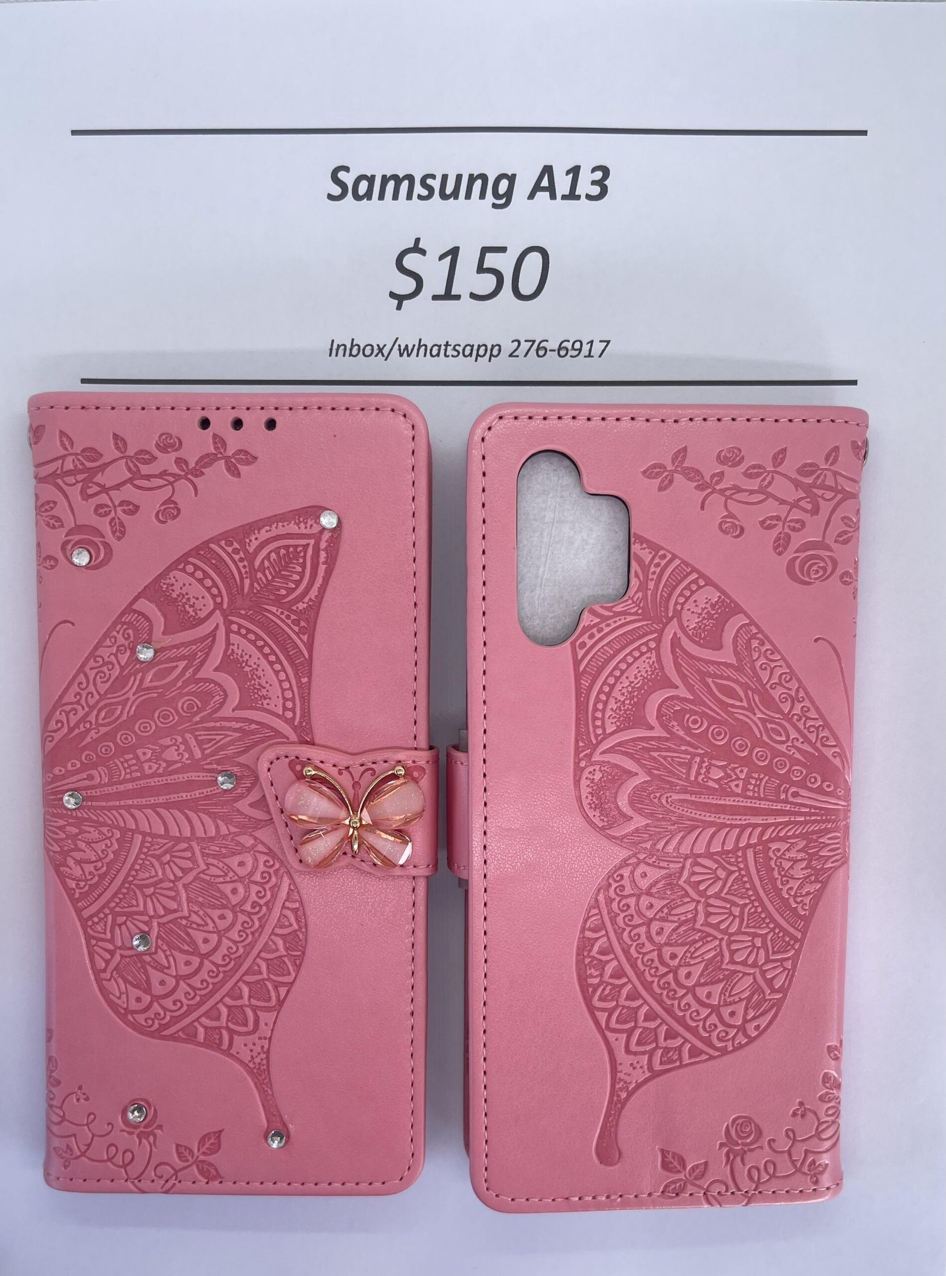 Samsung A13 Pink Butterfly Wallet