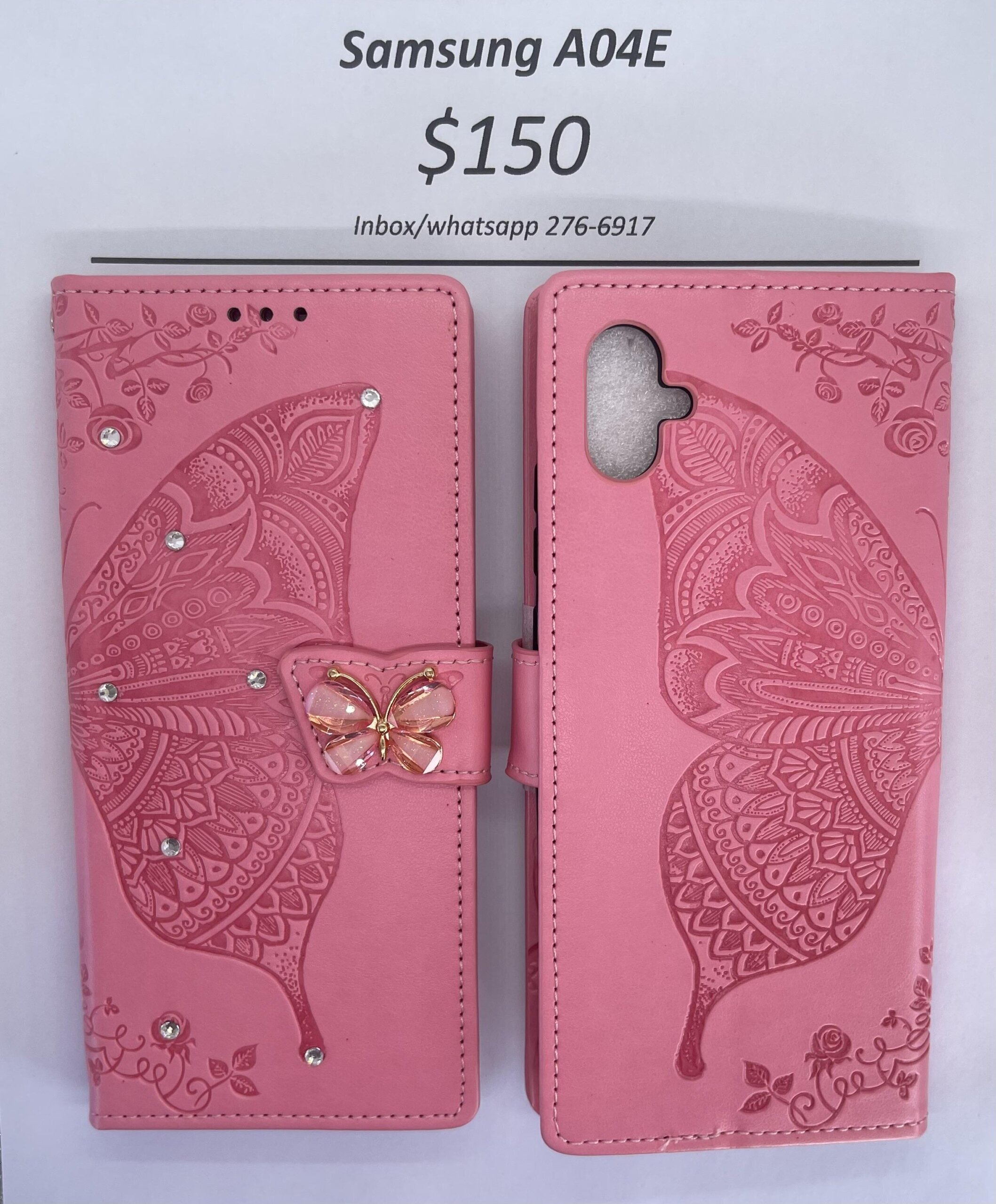 Samsung A04e Pink Butterfly Wallet