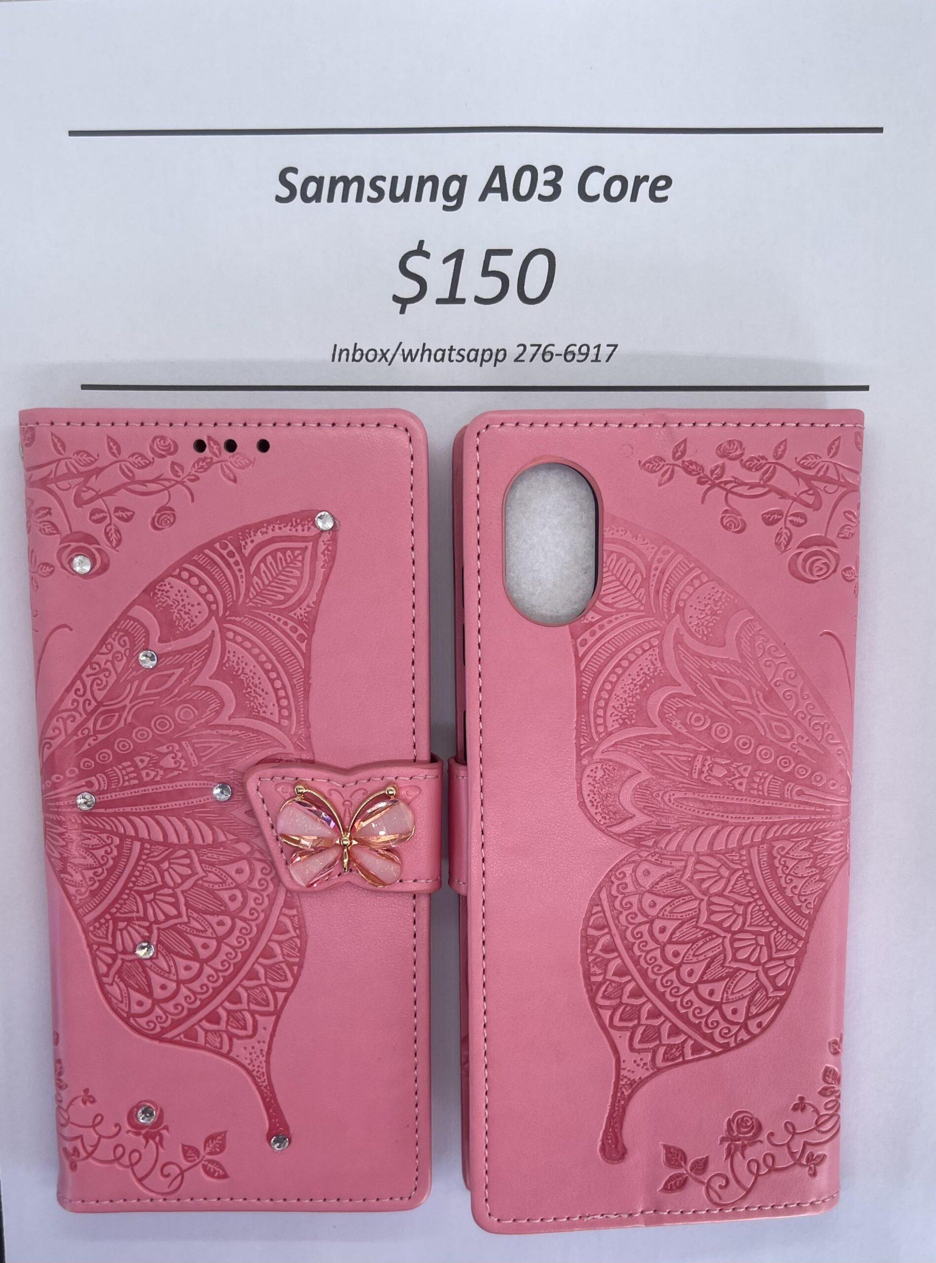 Samsung A03 Core Pink Butterfly Wallet