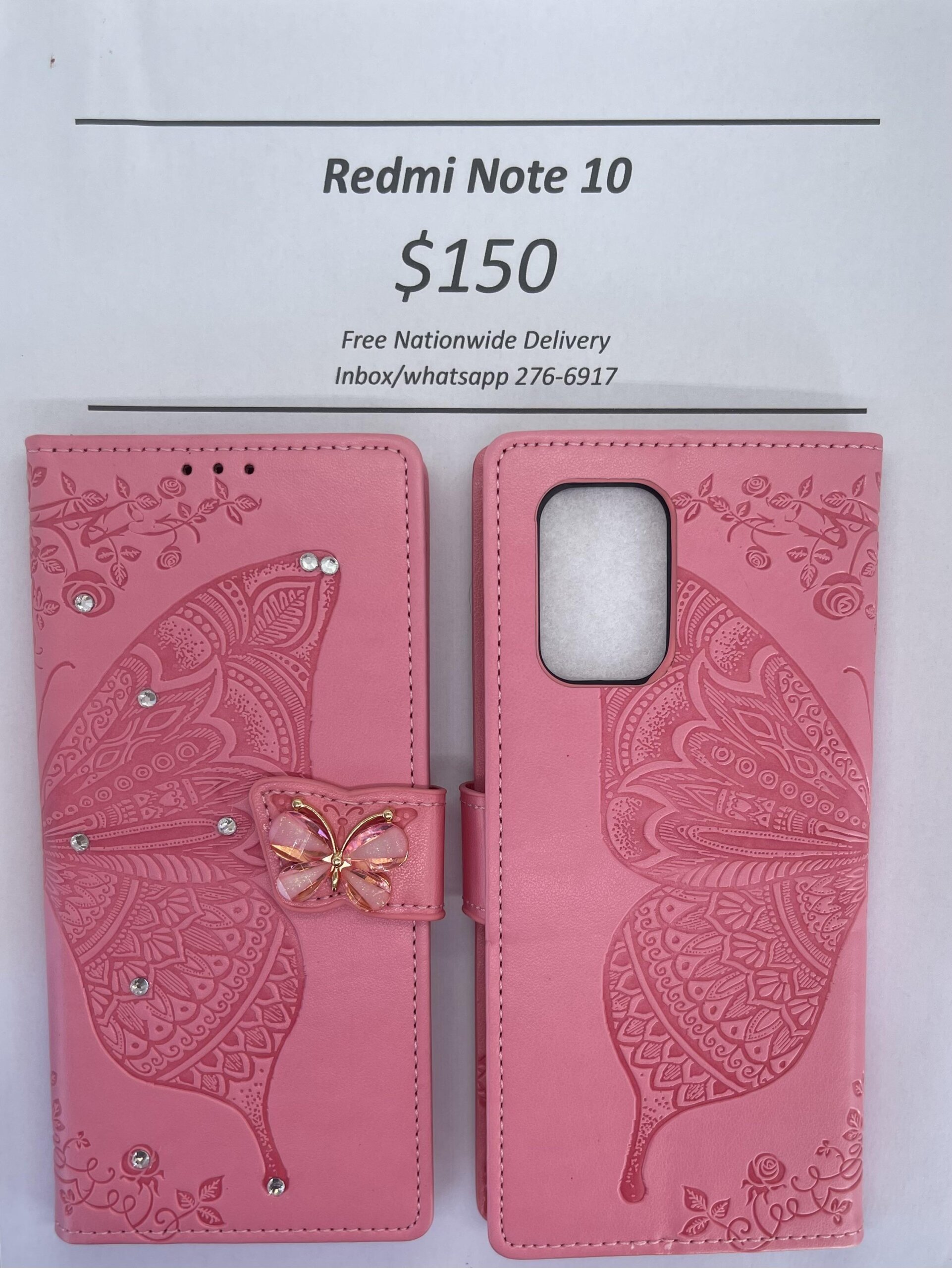 Redmi Note 10/s Pink Butterfly Wallet