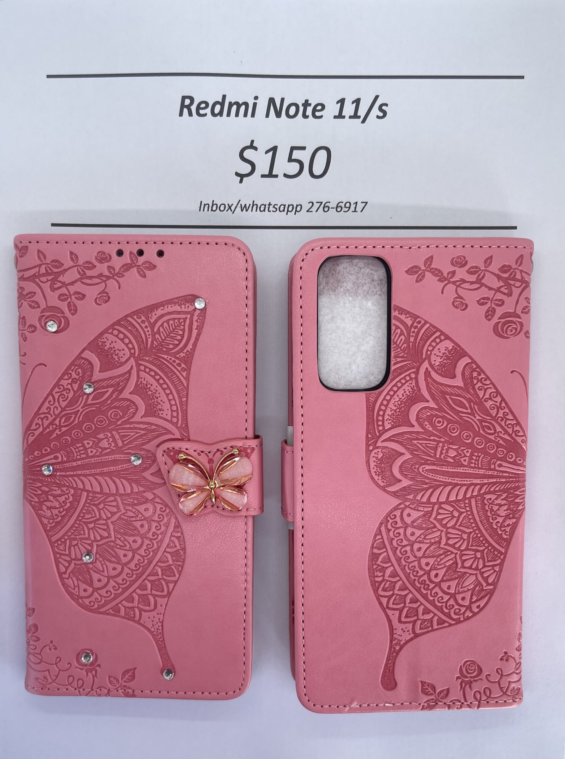 Redmi Note 11/s Pink Butterfly Wallet