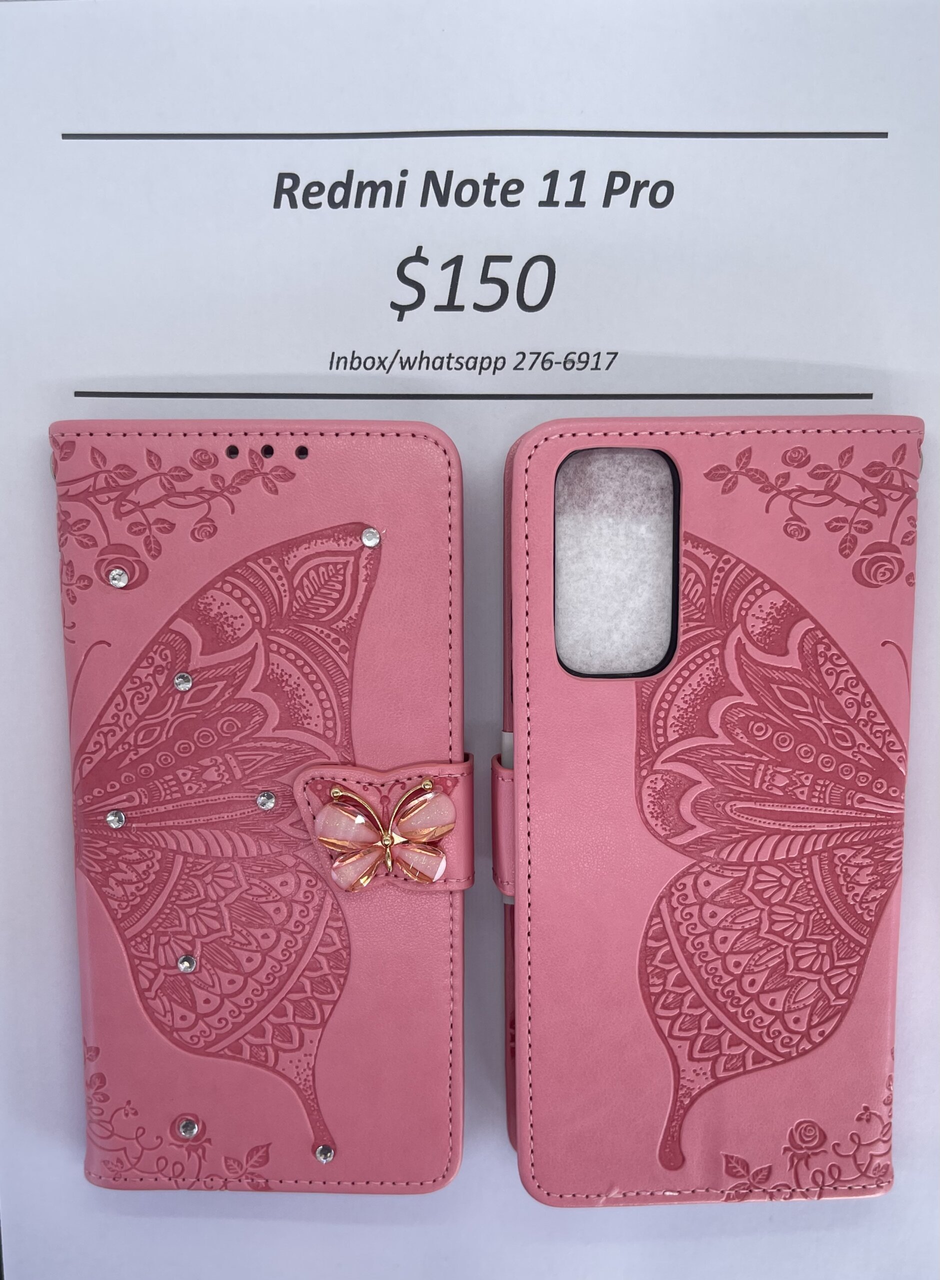 Redmi Note 11 Pro Pink Butterfly Wallet