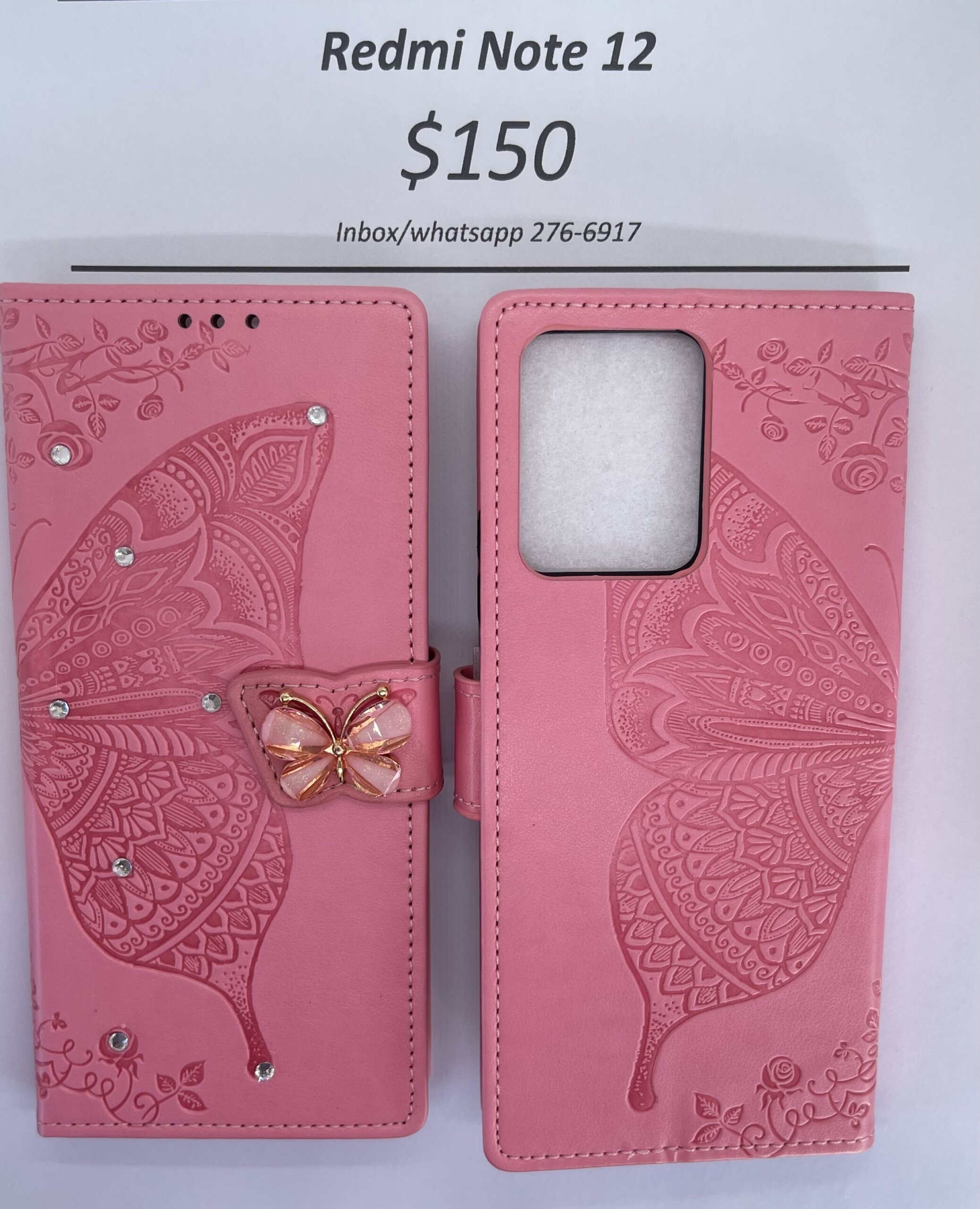 Redmi Note 12 Pink Butterfly Wallet