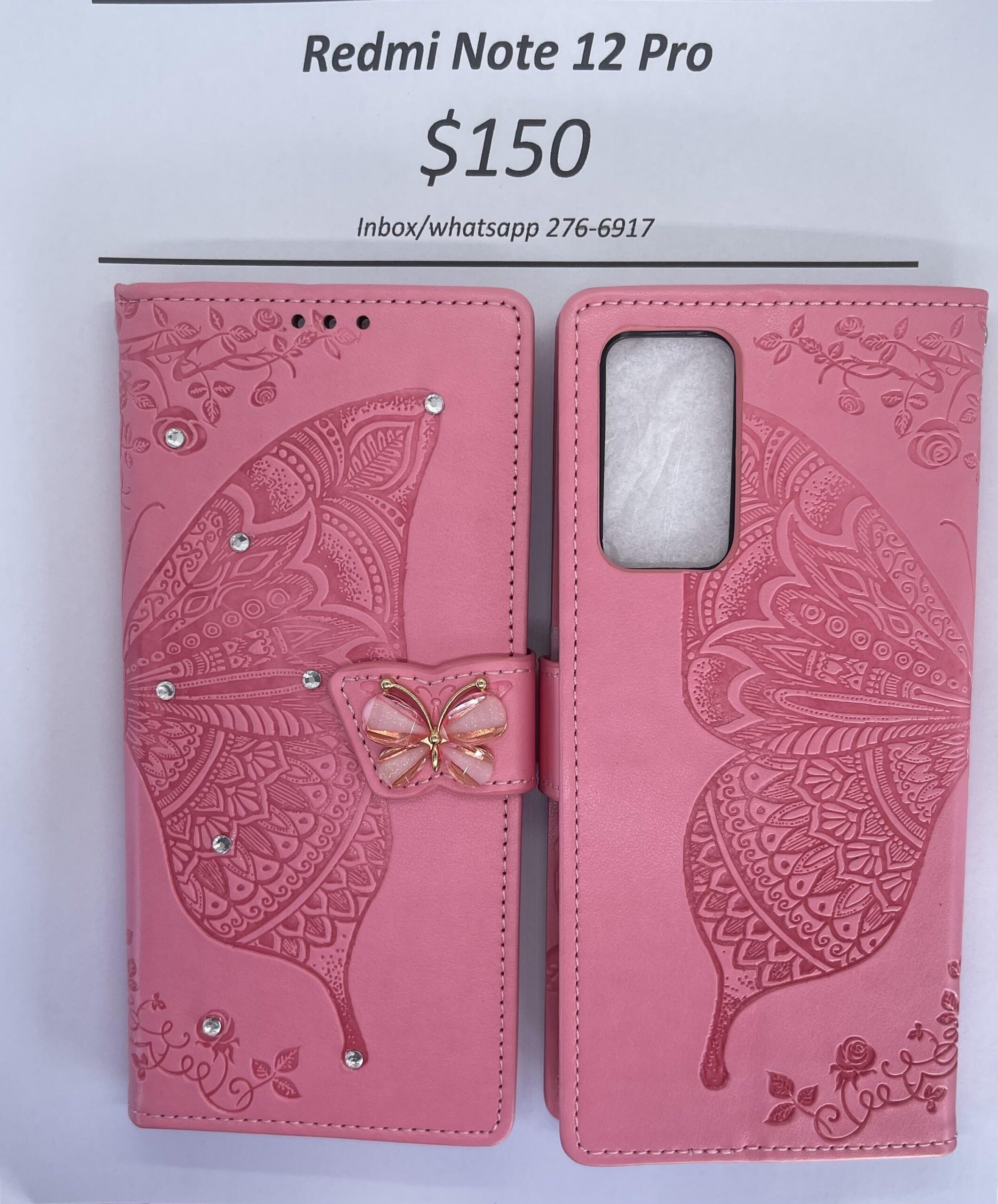 Redmi Note 12 Pro Pink Butterfly Wallet