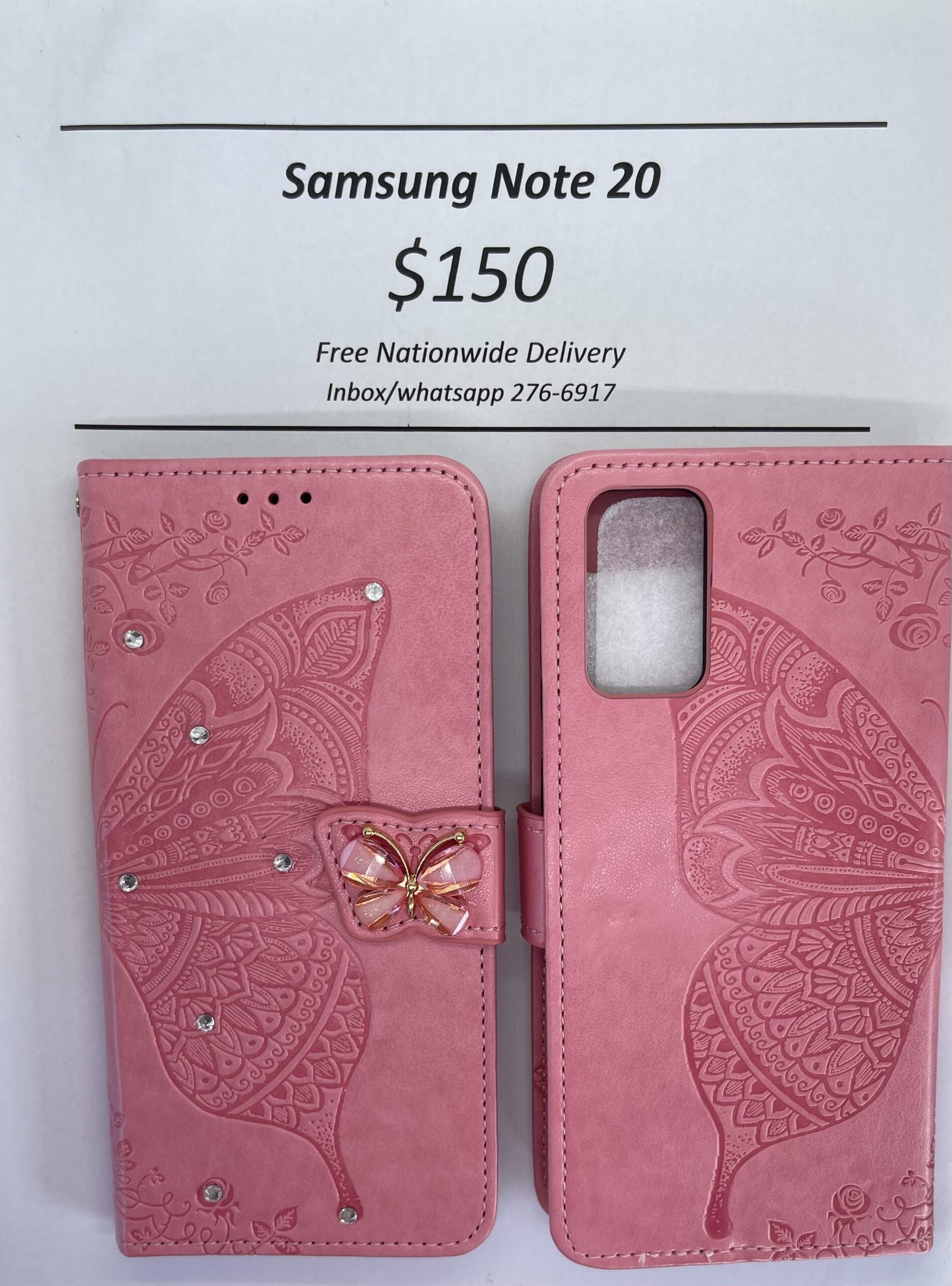Note 20 Pink Butterfly Wallet