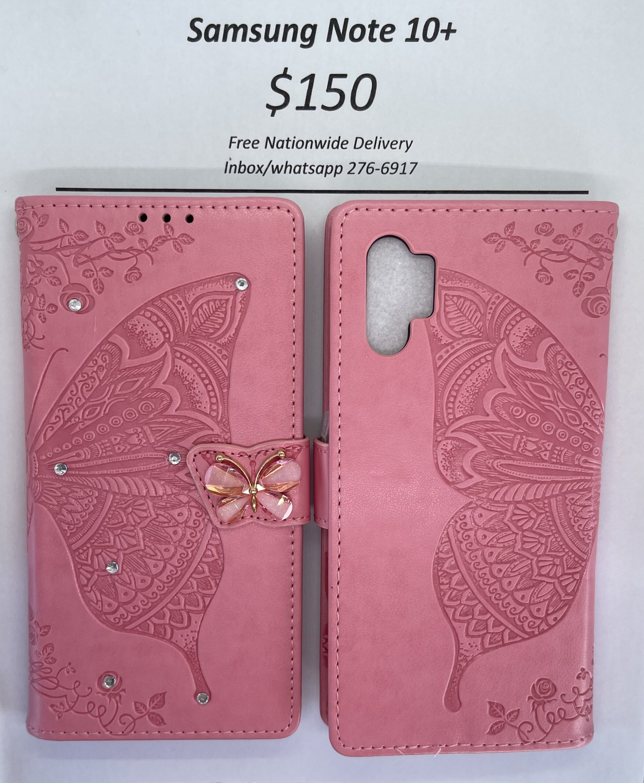 Samsung Note 10 Plus Pink Butterfly Wallet