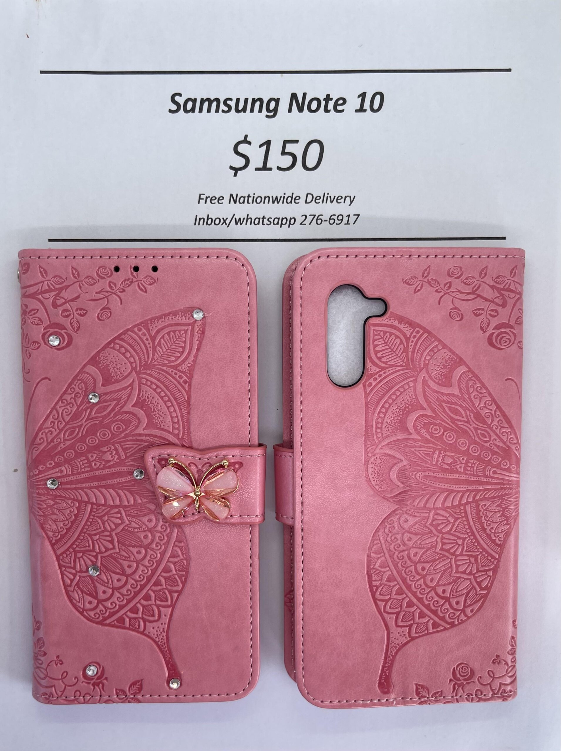 Samsung Note 10 Pink Butterfly Wallet