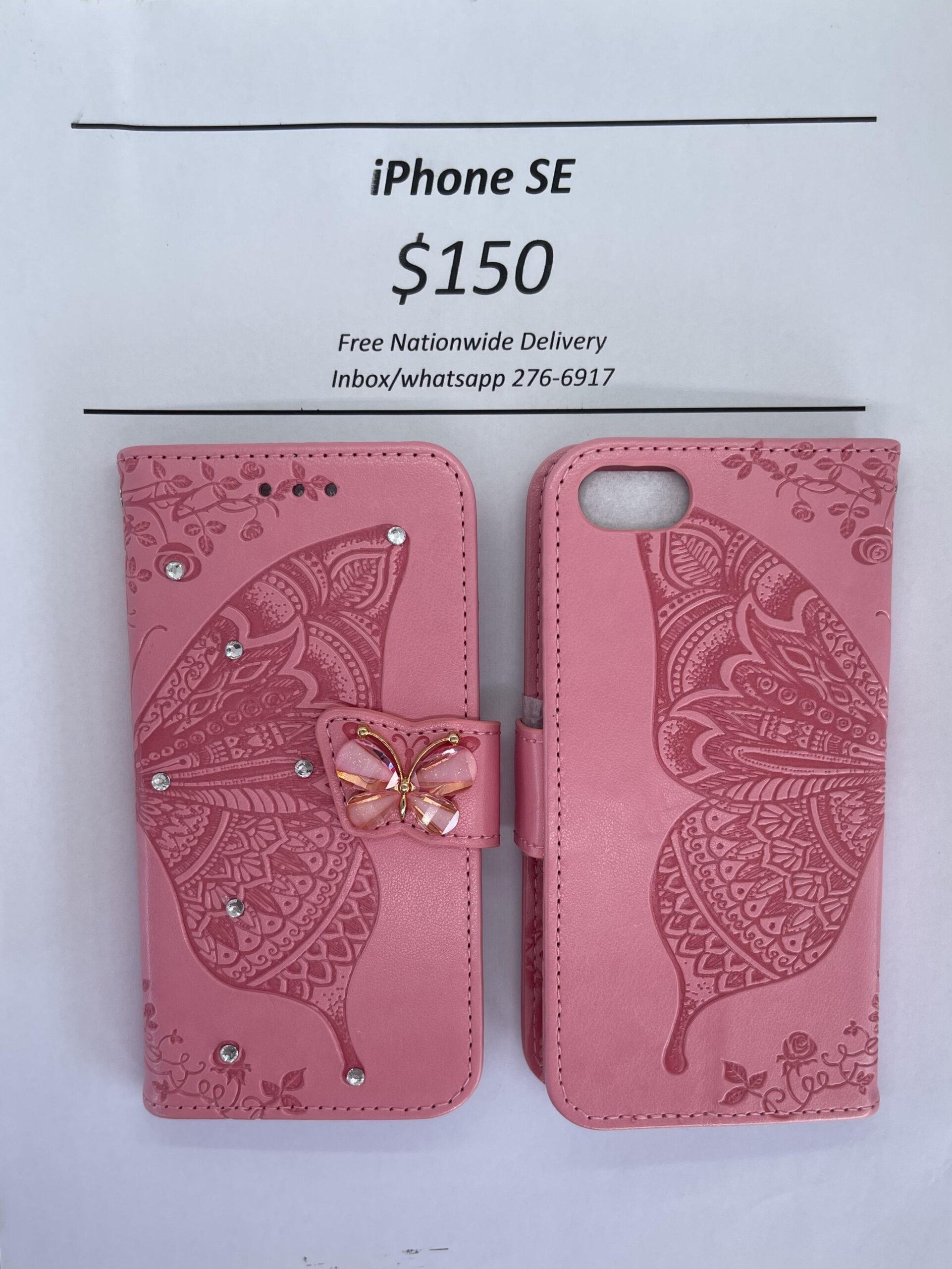 iPhone SE Pink Butterfly Wallet