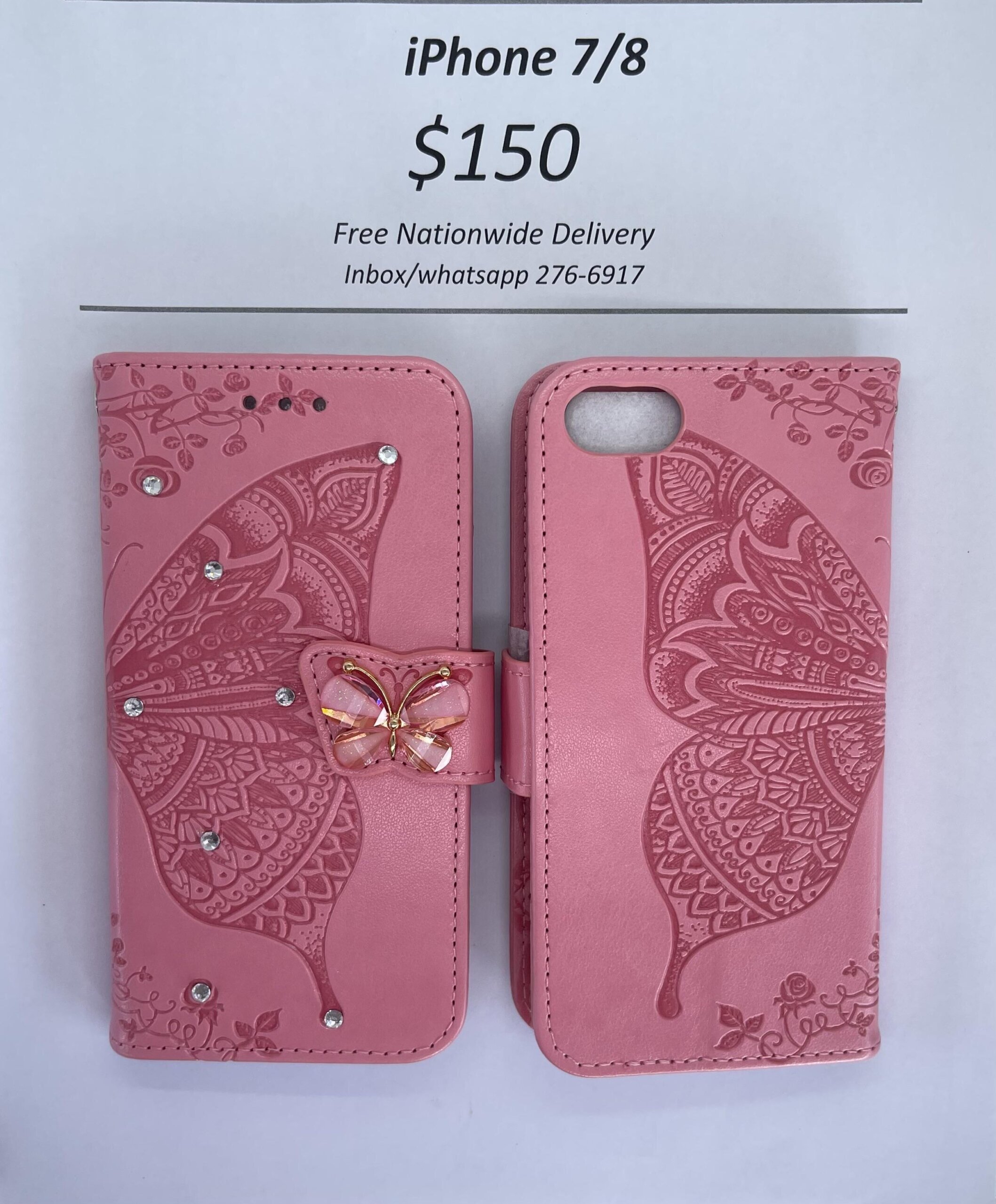 iPhone 7/8 Pink Butterfly Wallet