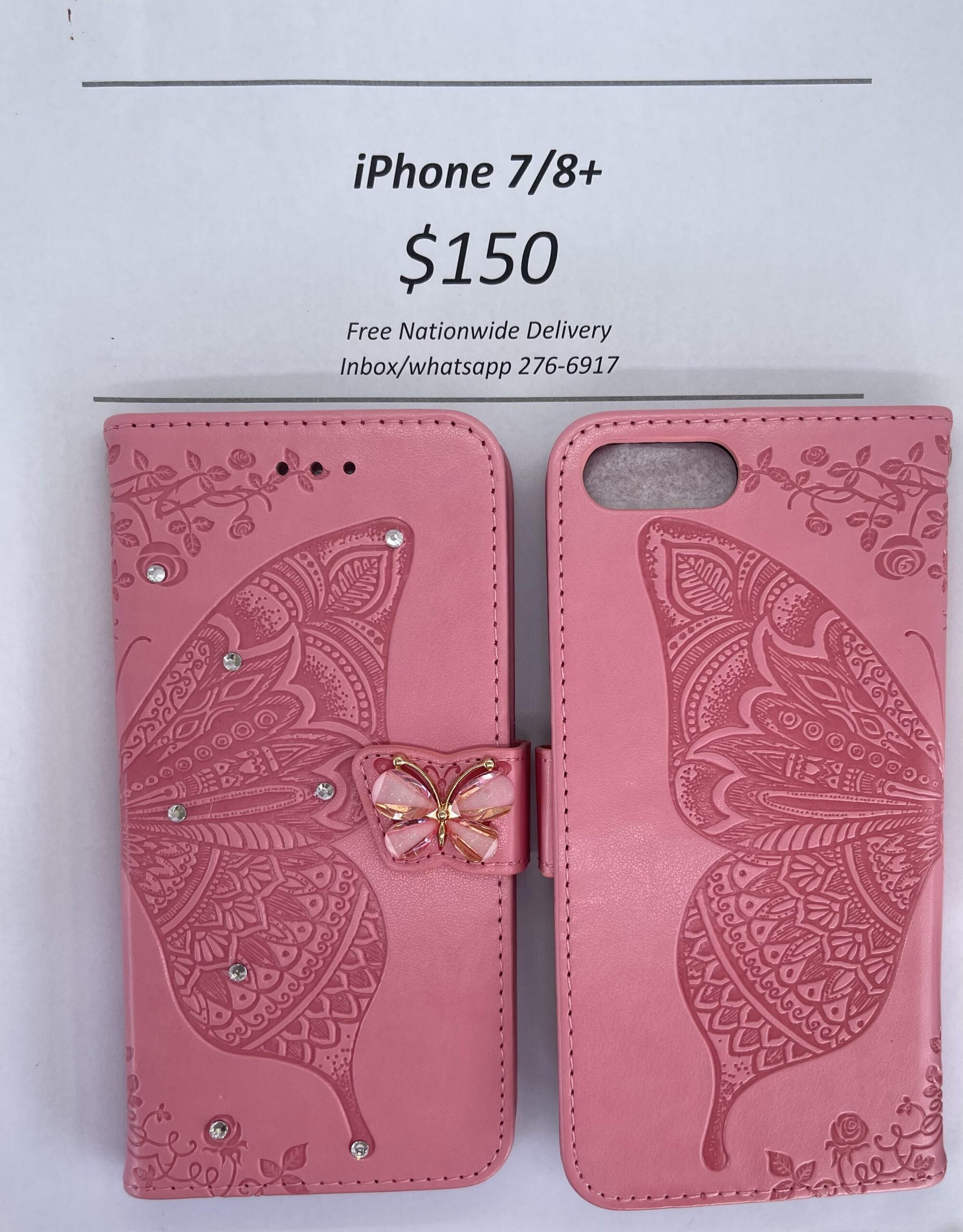 iPhone 7/8 Plus Pink Butterfly Wallet