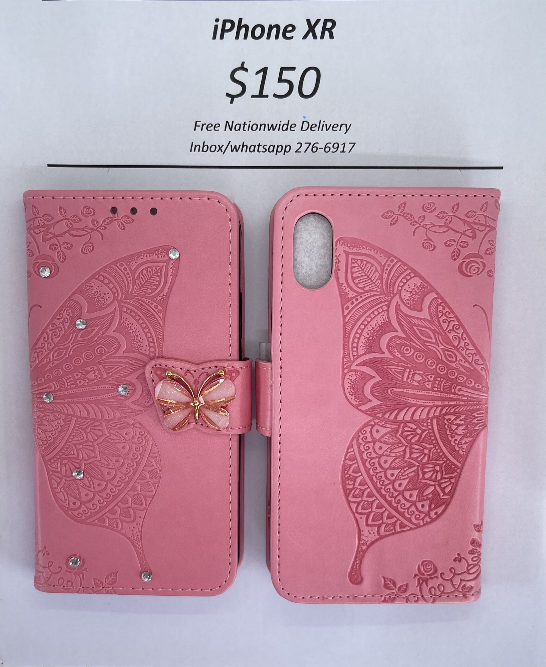iPhone XR Pink Butterfly Wallet