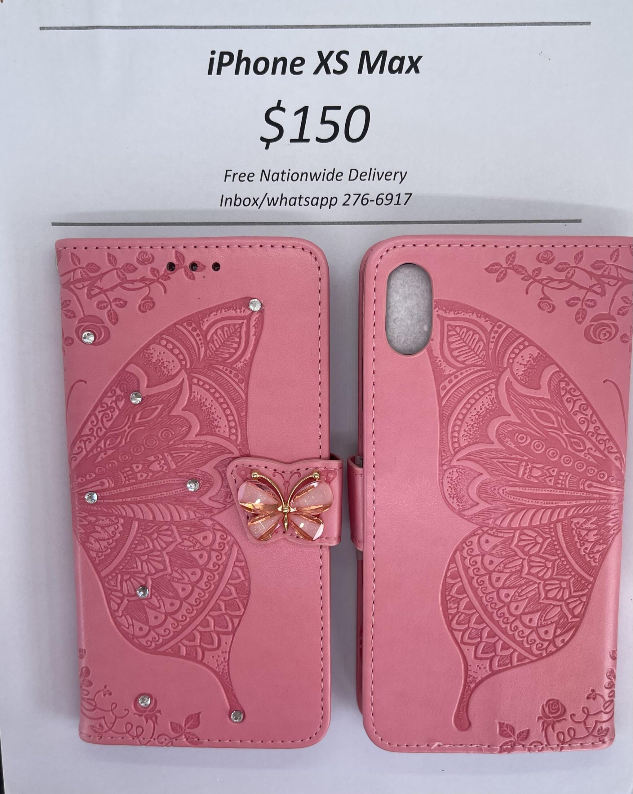iPhone Xs Max  Pink Butterfly Wallet
