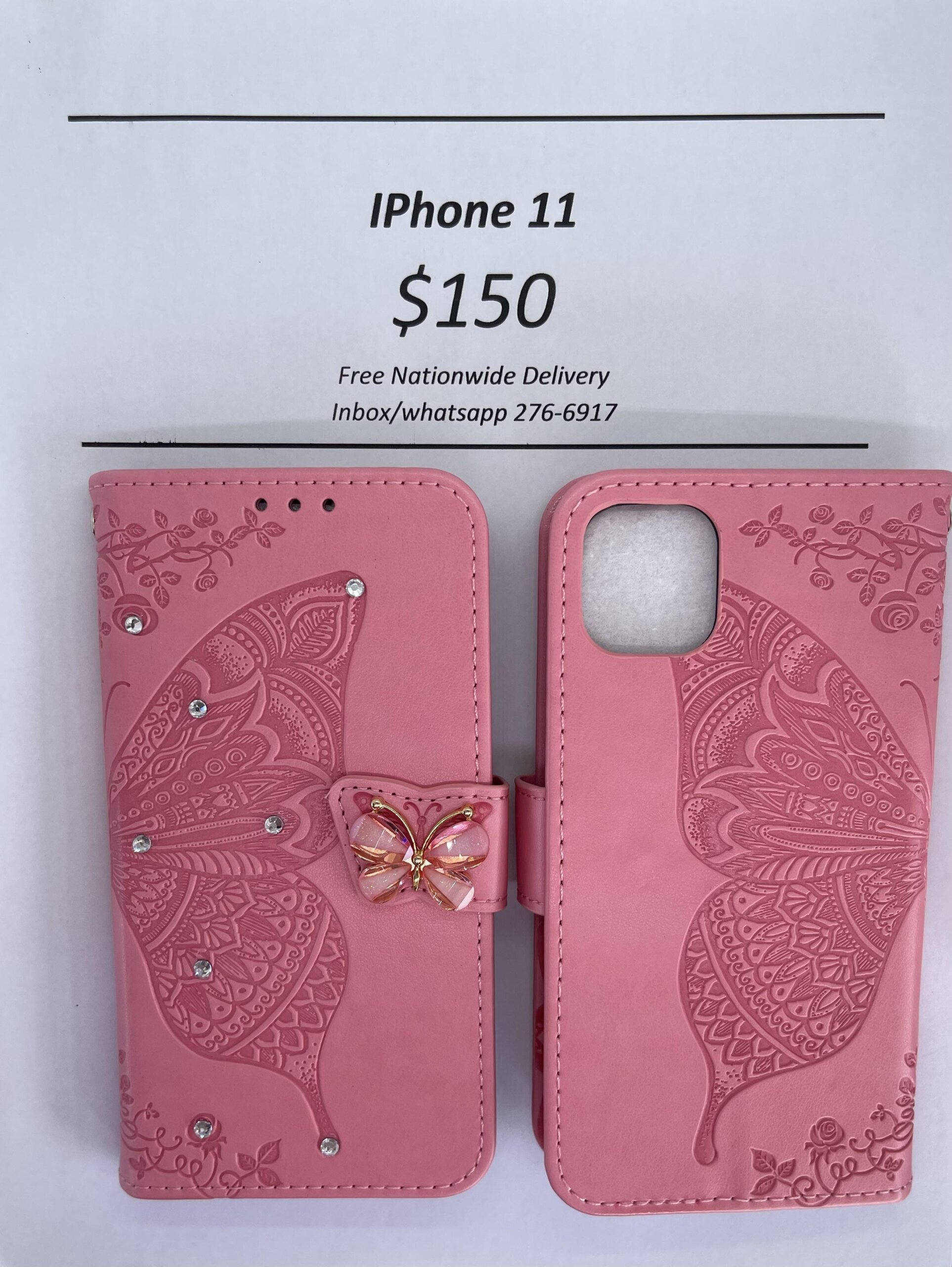 iPhone 11 Pink Butterfly Wallet