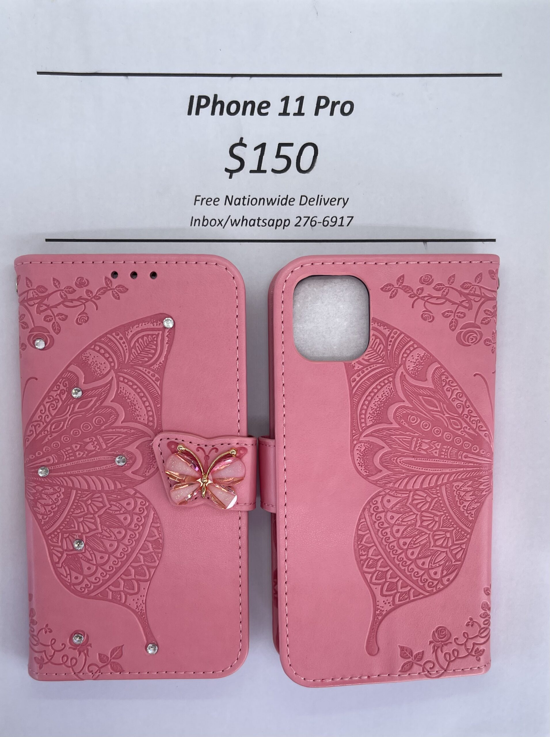 iPhone 11 Pro Pink Butterfly Wallet