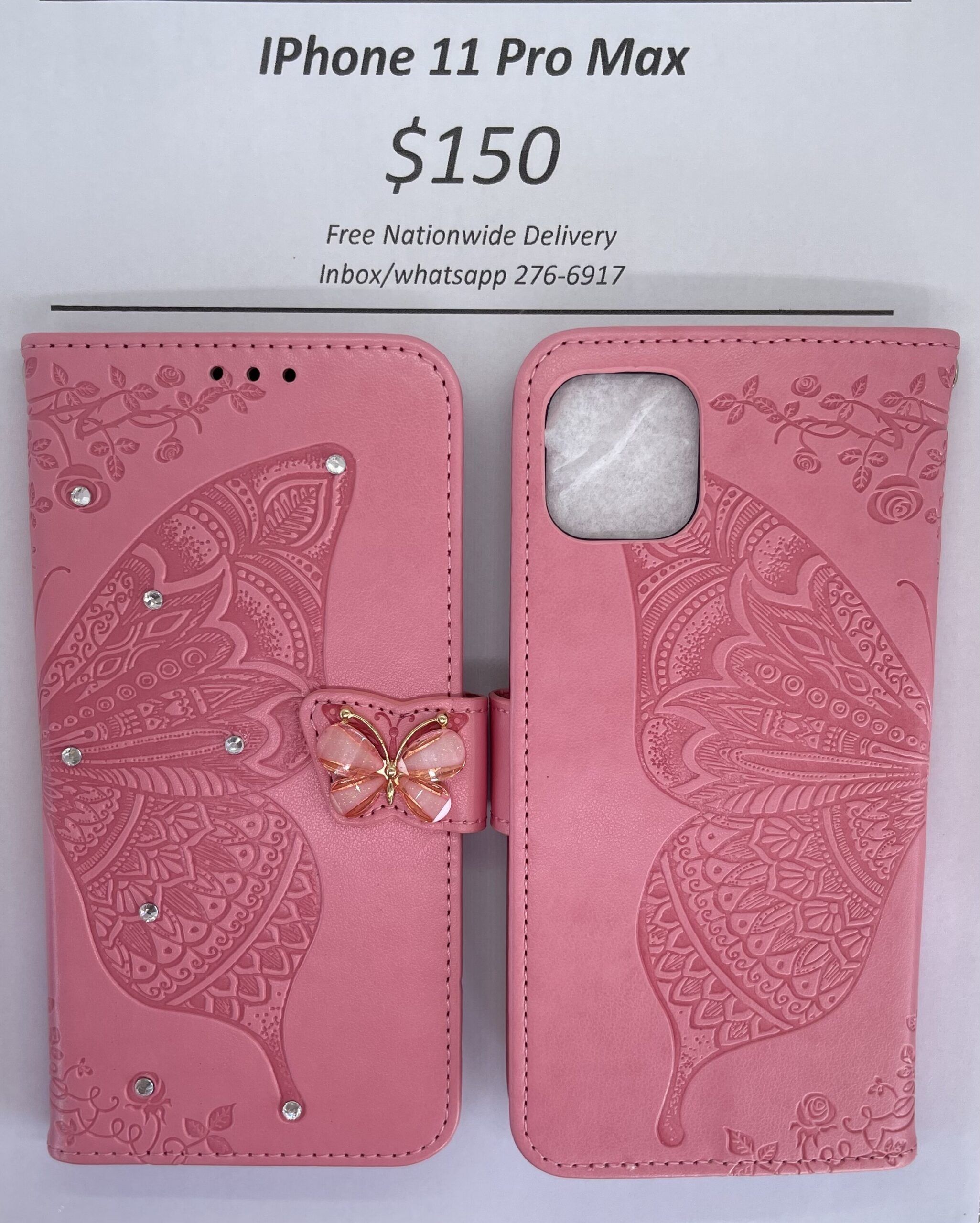 iPhone 11 Pro Max Pink Butterfly Wallet