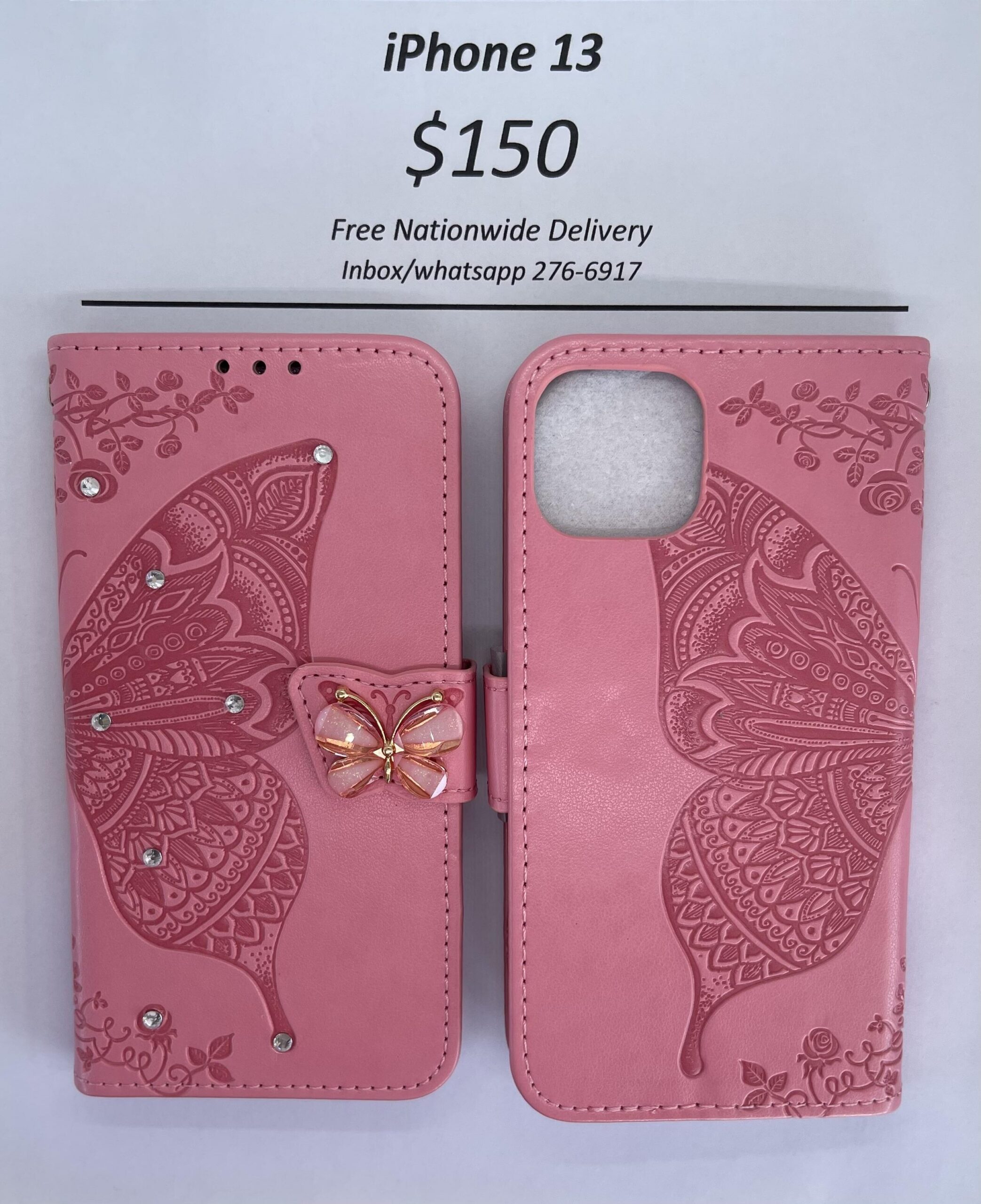 iPhone 13 Pink Butterfly Wallet