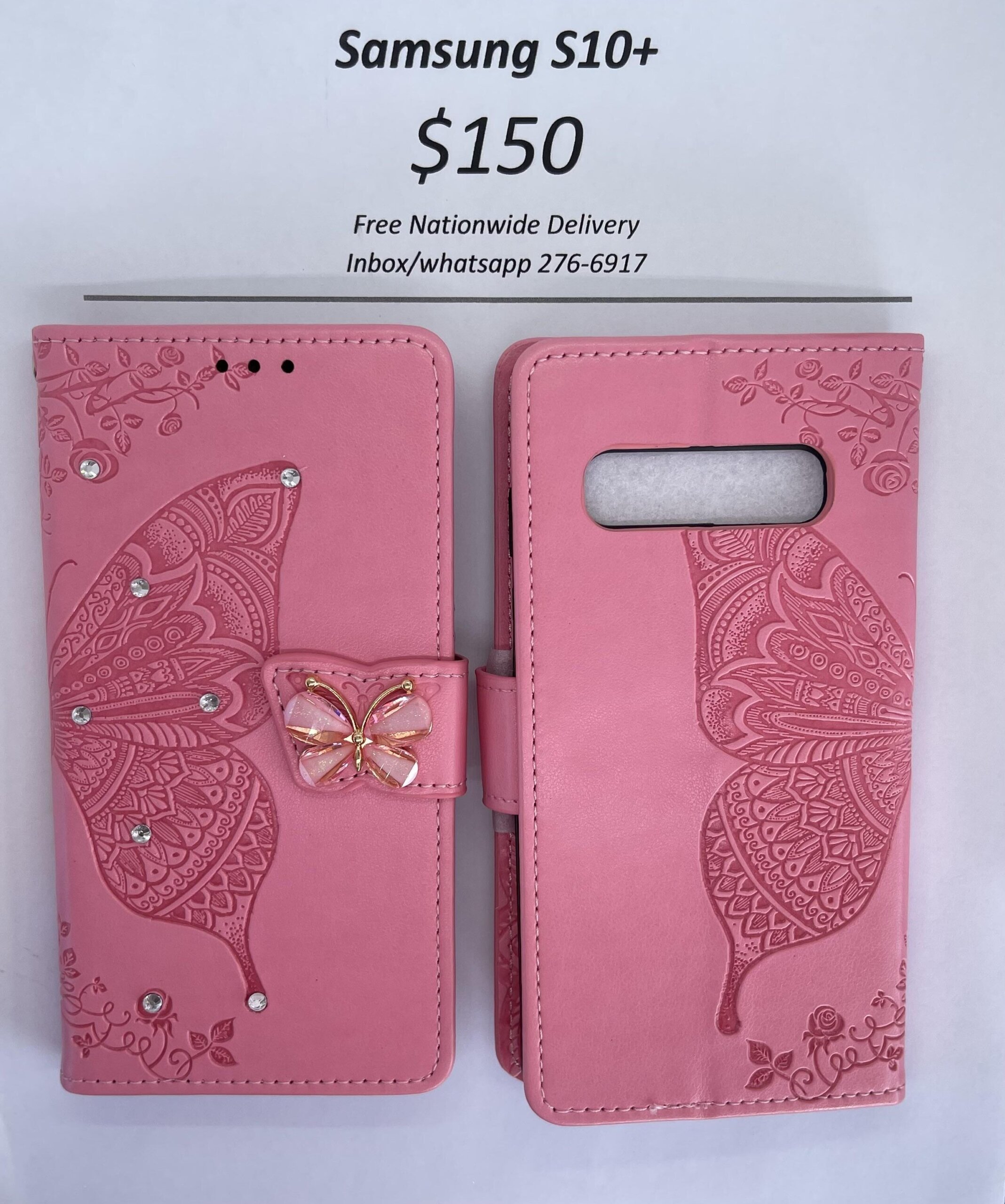S10 Plus Pink Butterfly Wallet