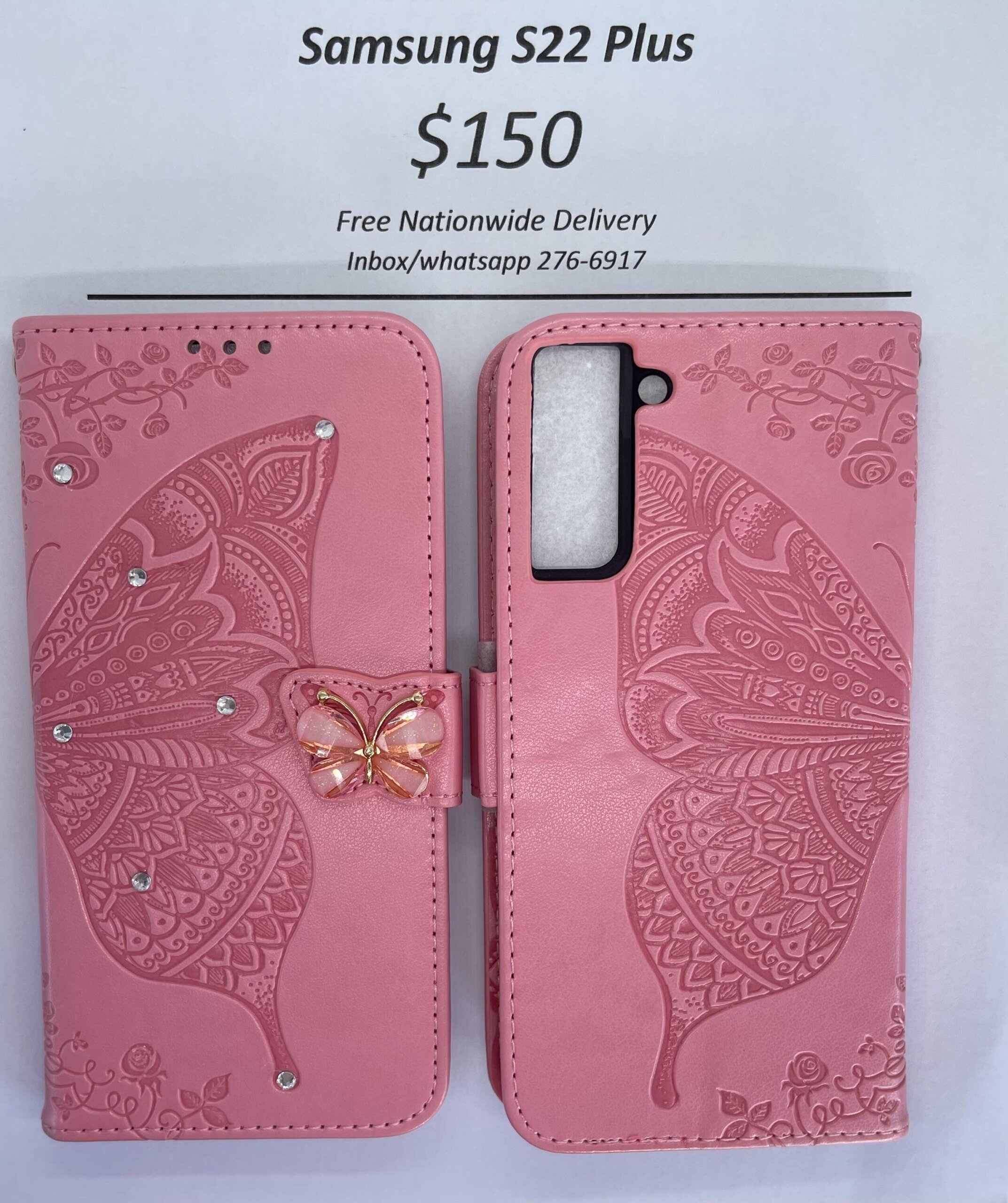 S22 Plus Pink Butterfly Wallet