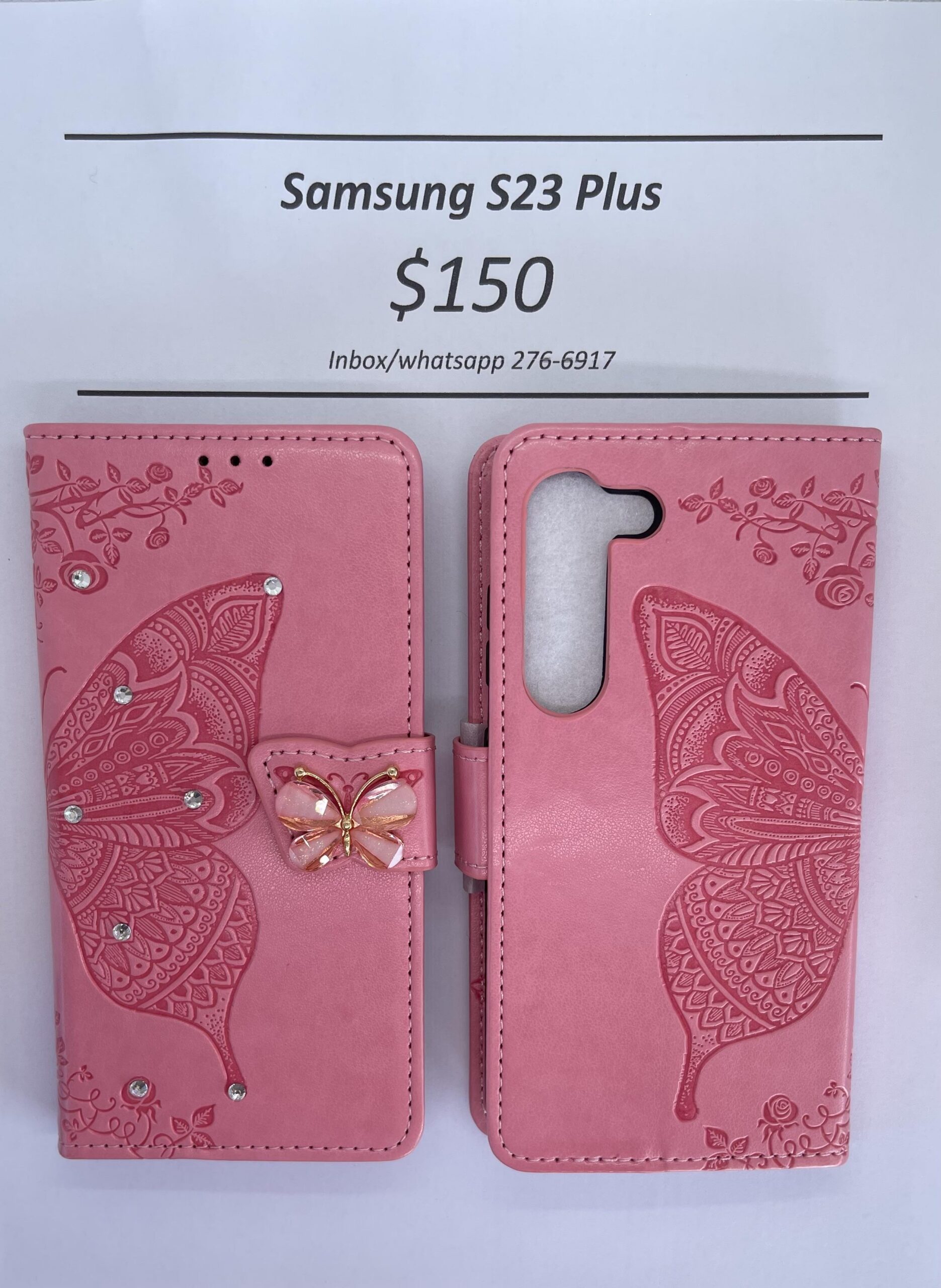 S23 Plus Pink Butterfly Wallet