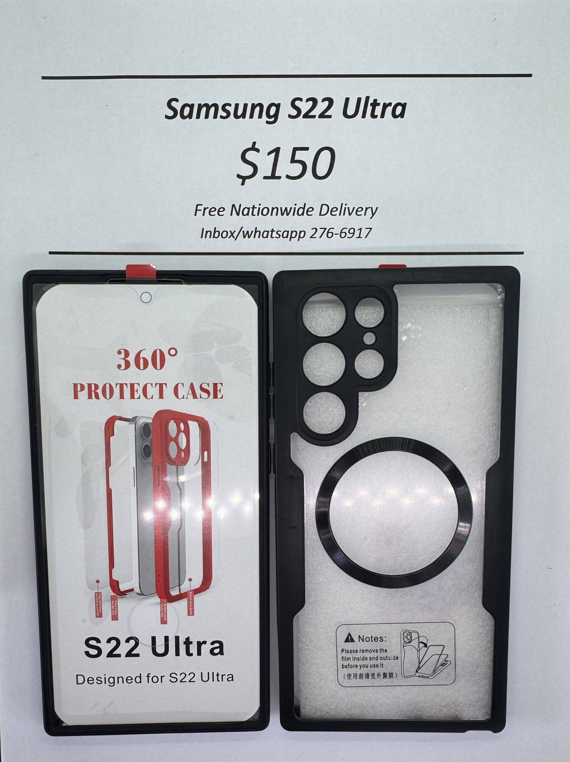 S22 Ultra Black Rugged 360 Mag safe case