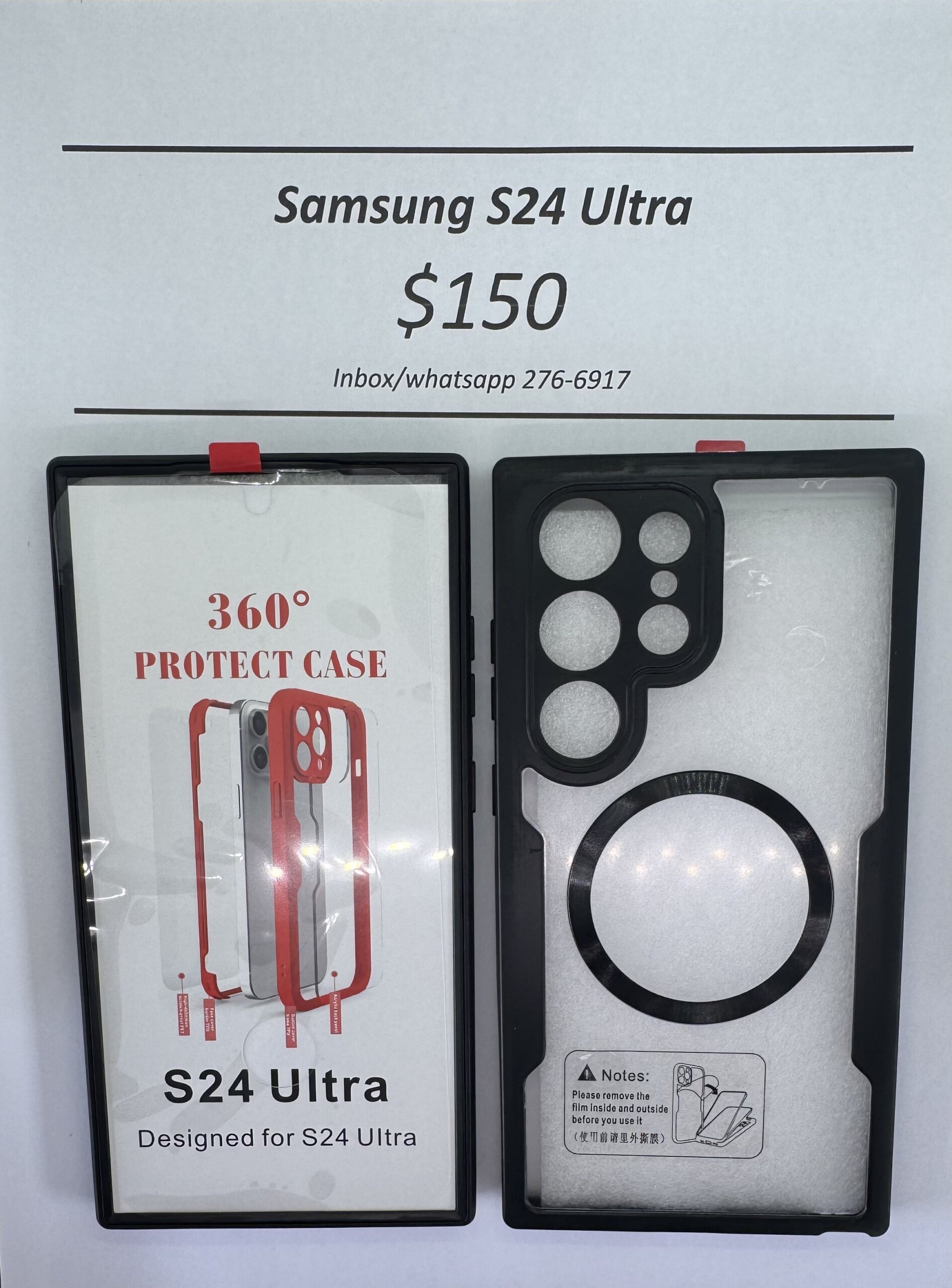 S24 Ultra Black Rugged 360 Mag safe case