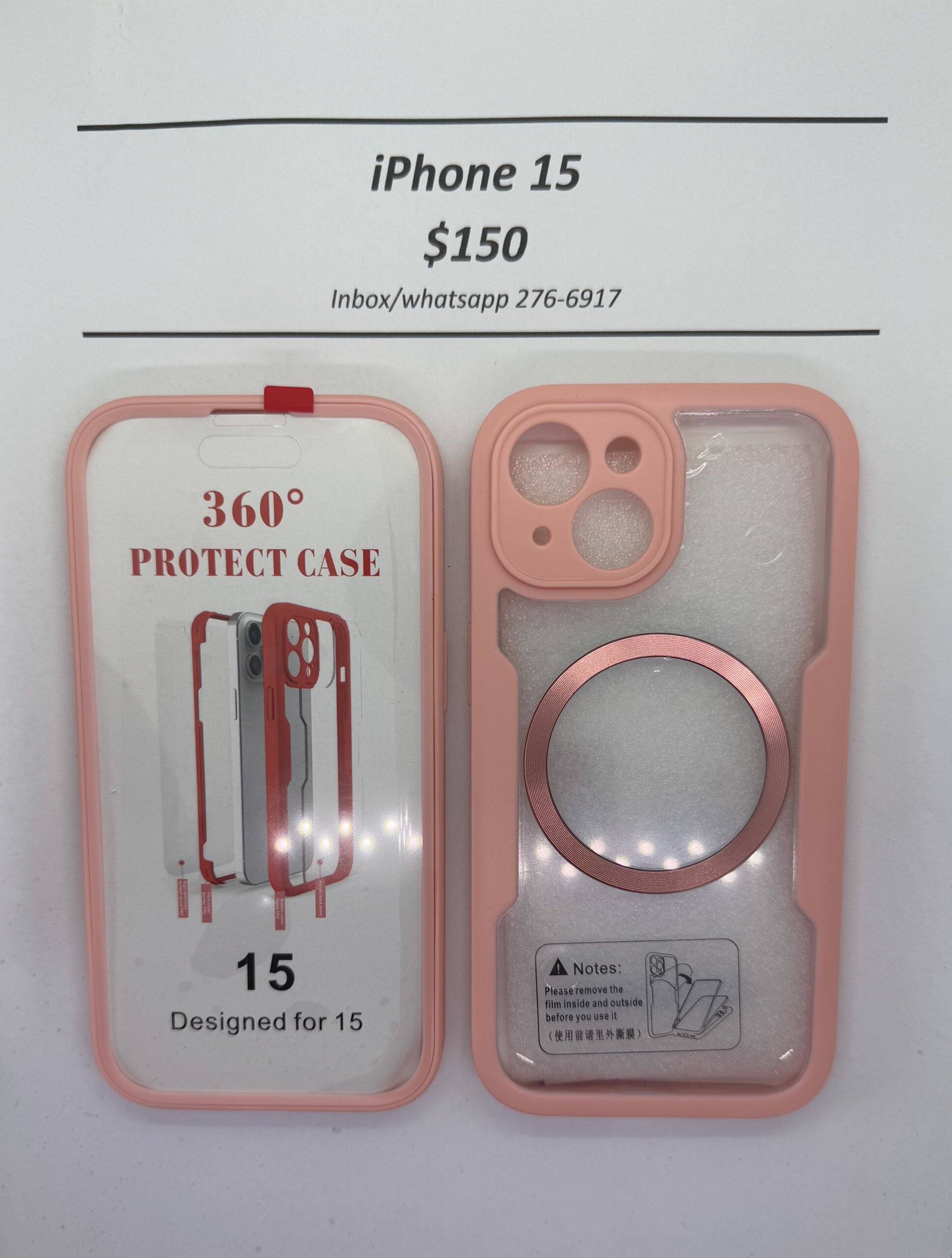 iPhone 15 Pink Rugged 360 Mag safe case