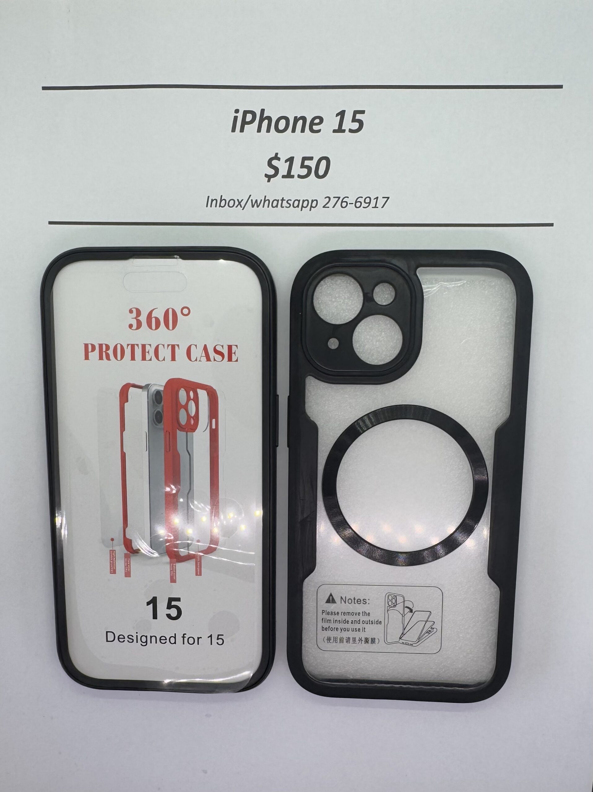 iPhone 15 Black Rugged 360 Mag safe case