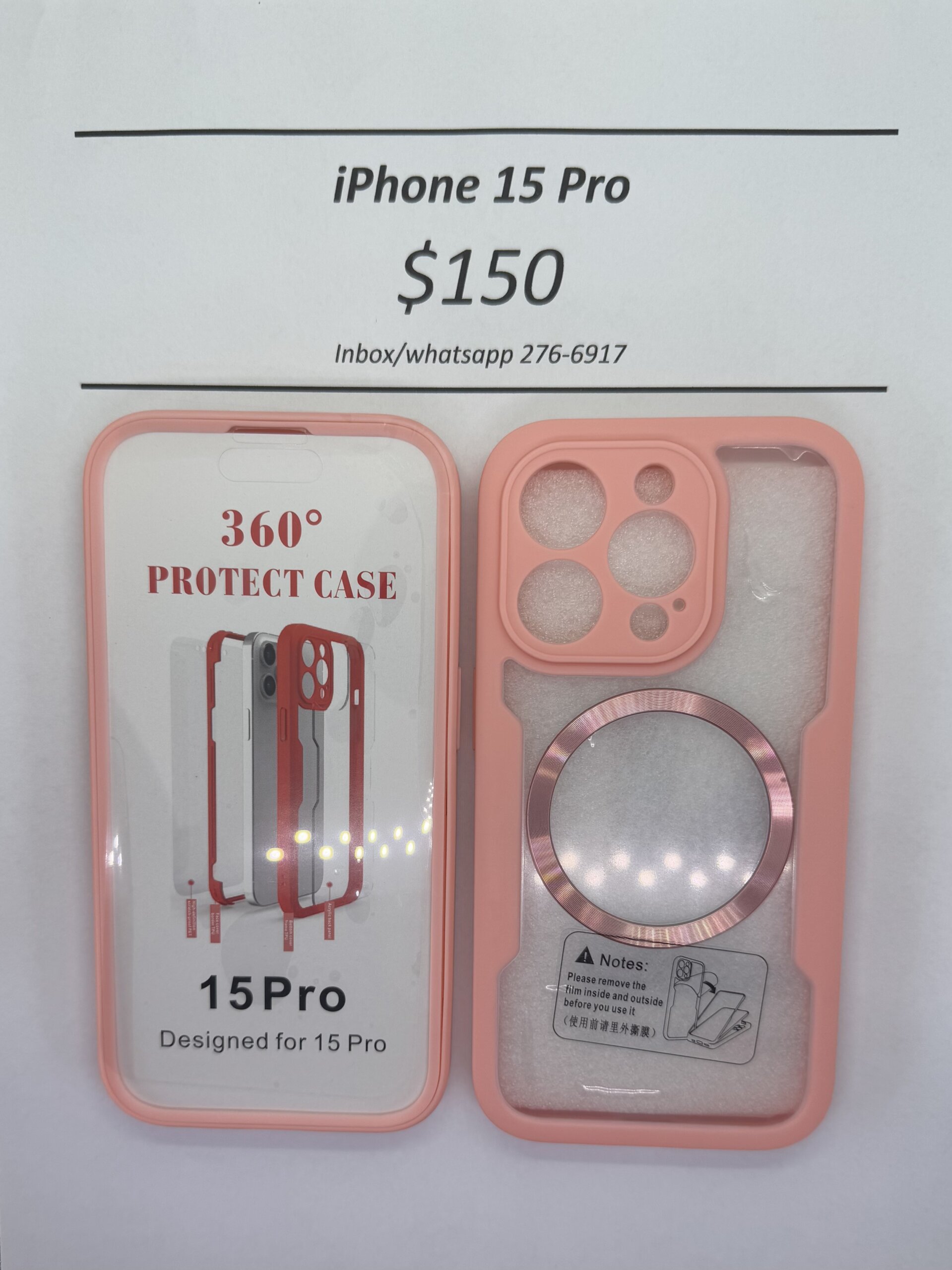 iPhone 15 Pro Pink Rugged 360 Mag safe case