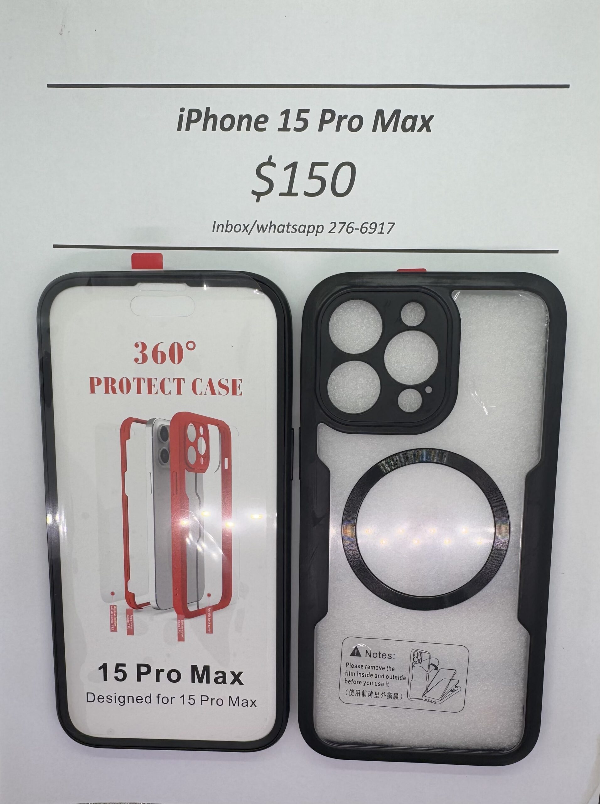 iPhone 15 Pro Max Black Rugged 360 Mag safe case