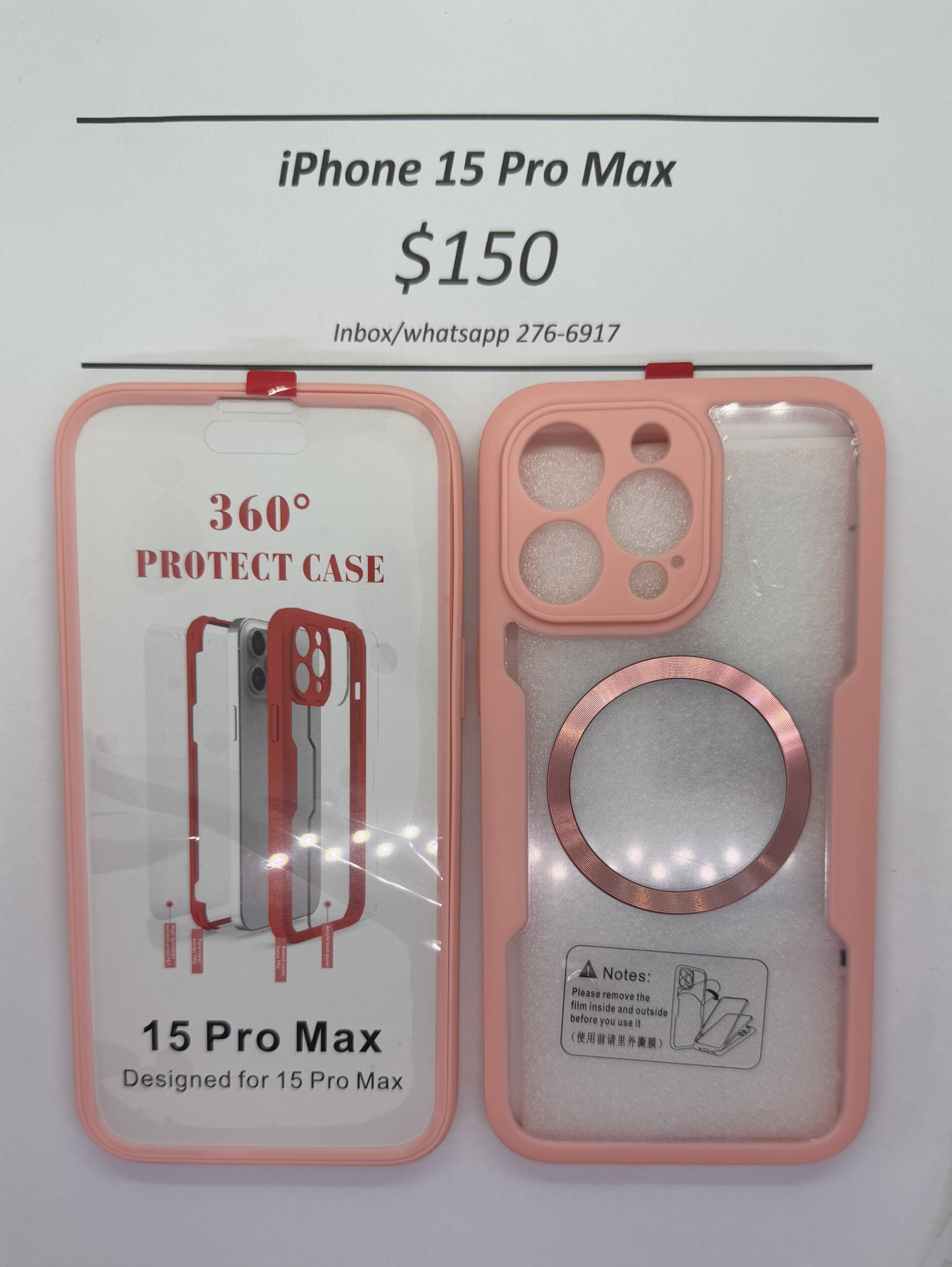 iPhone 15 Pro Max Pink Rugged 360 Mag safe case