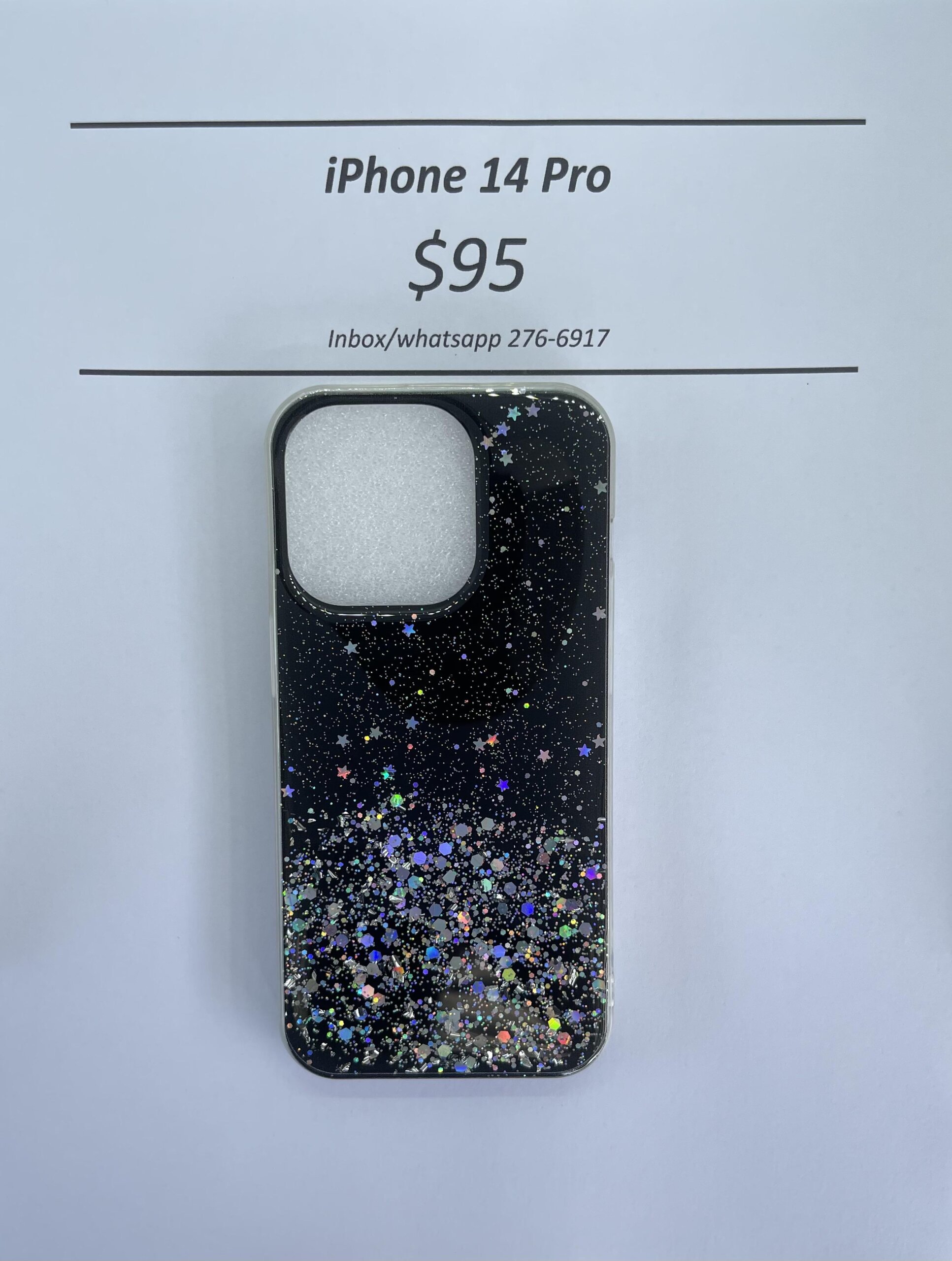 iPhone 14 Pro Black Glitter silicone