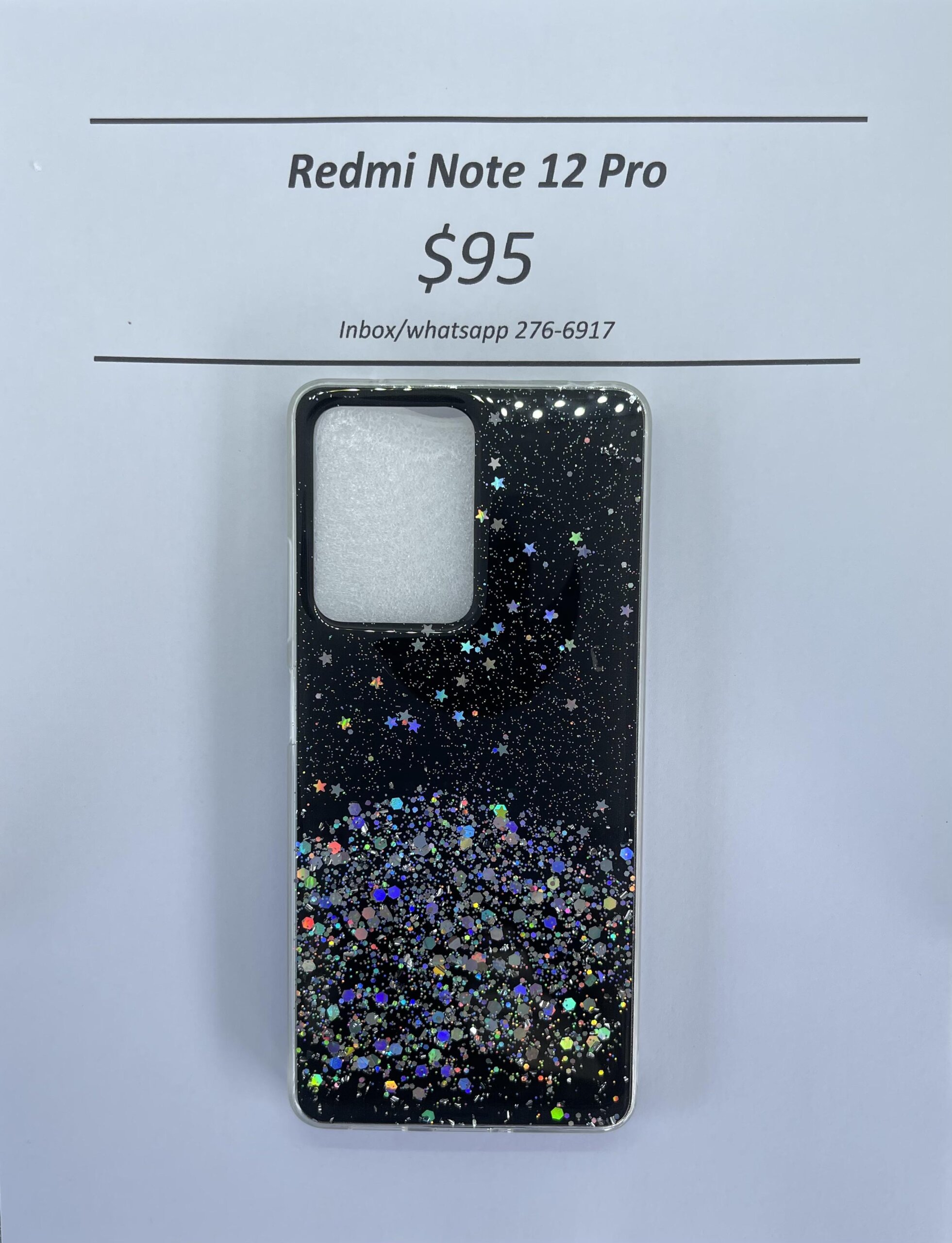 Redmi Note 12 Pro 4g Black Glitter silicone