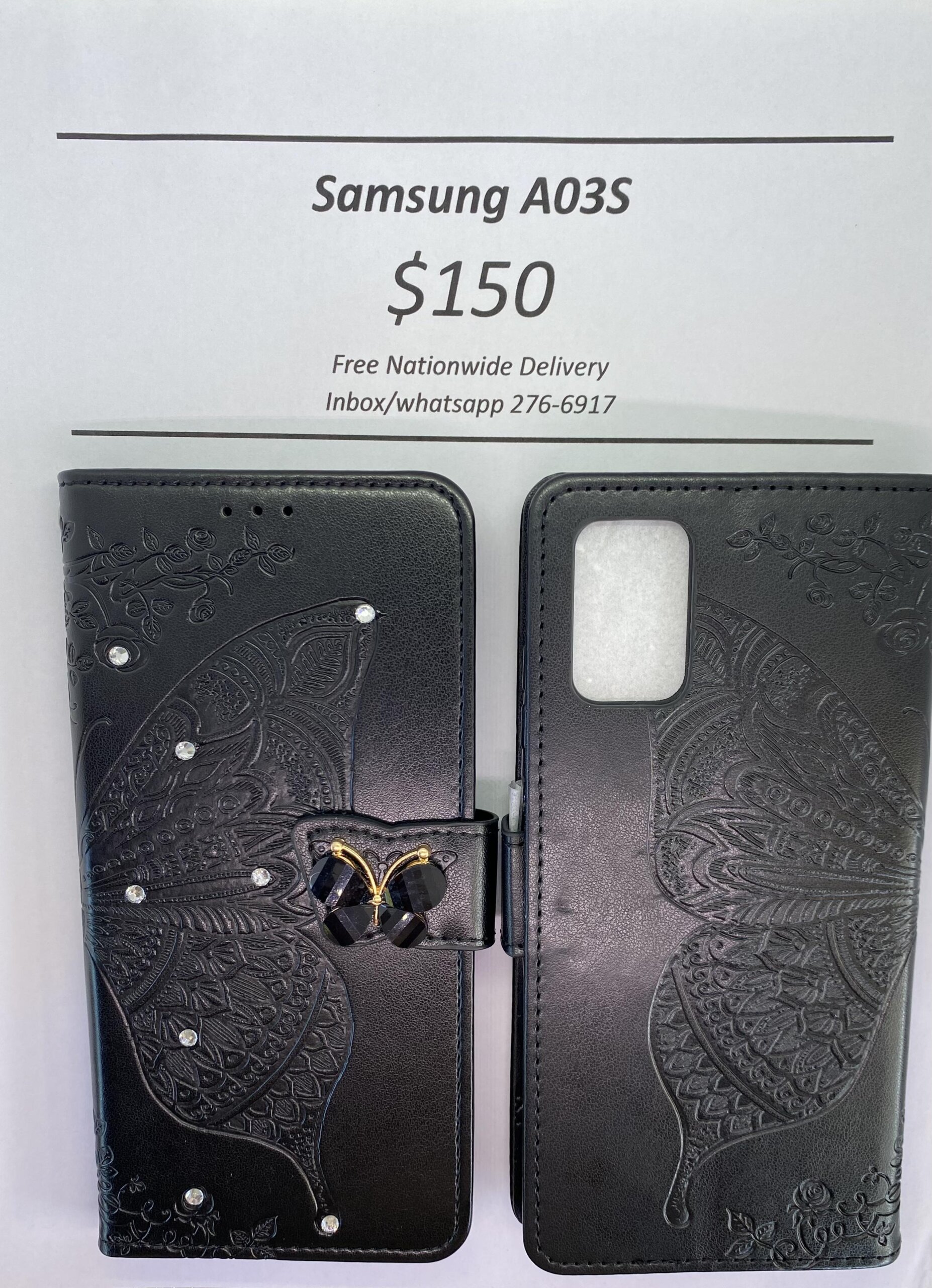 A03s Black Butterfly Wallet