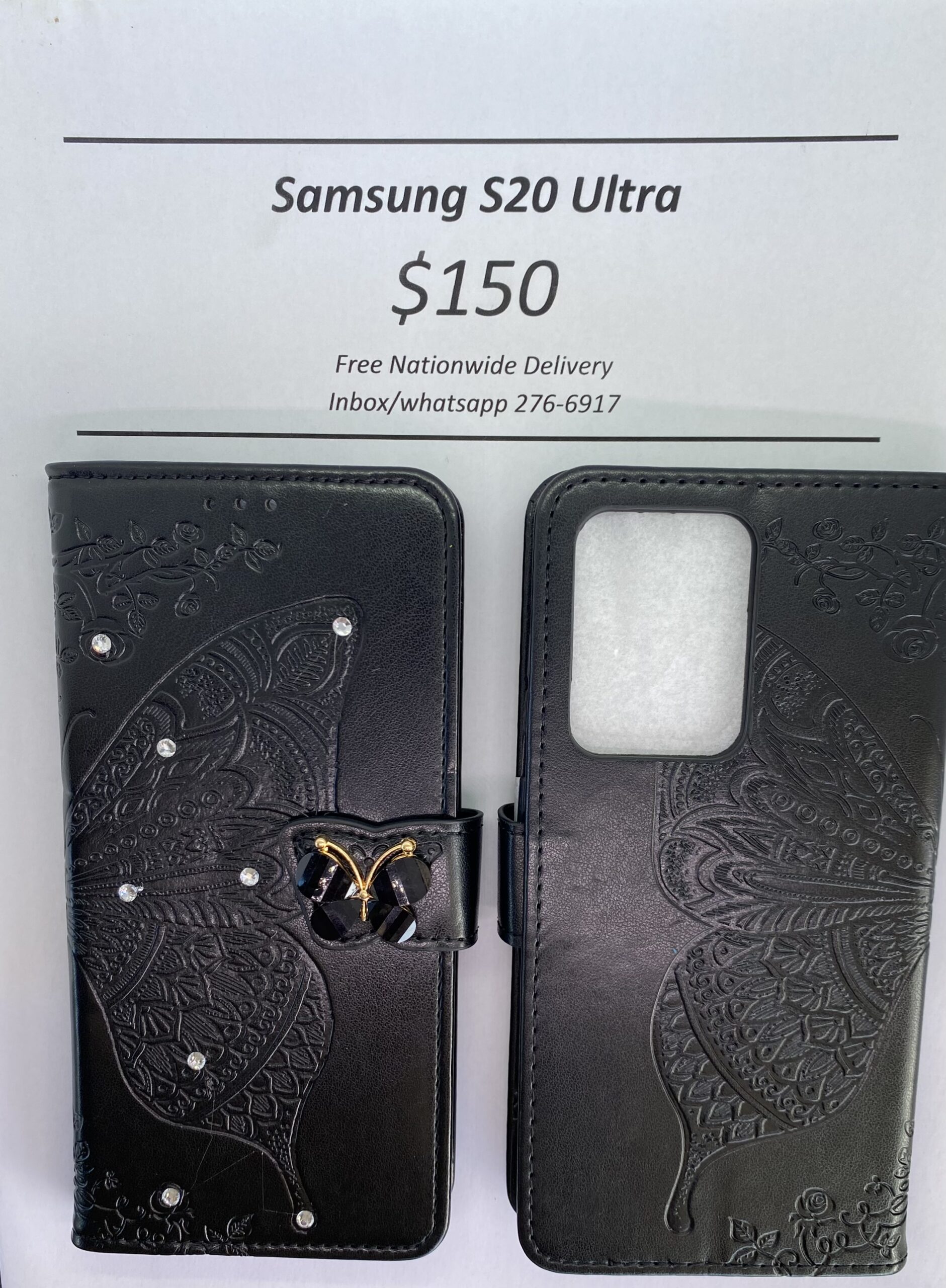 S20 Ultra Black Butterfly Wallet