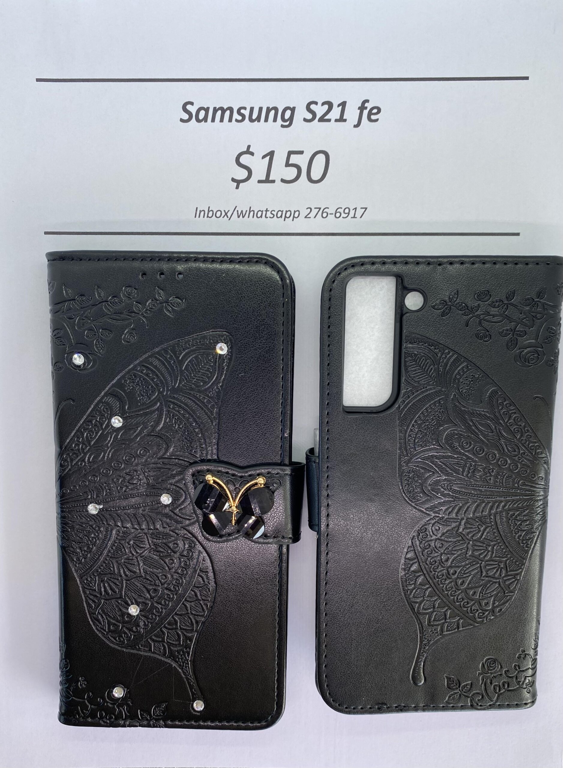 S21 FE Black Butterfly Wallet