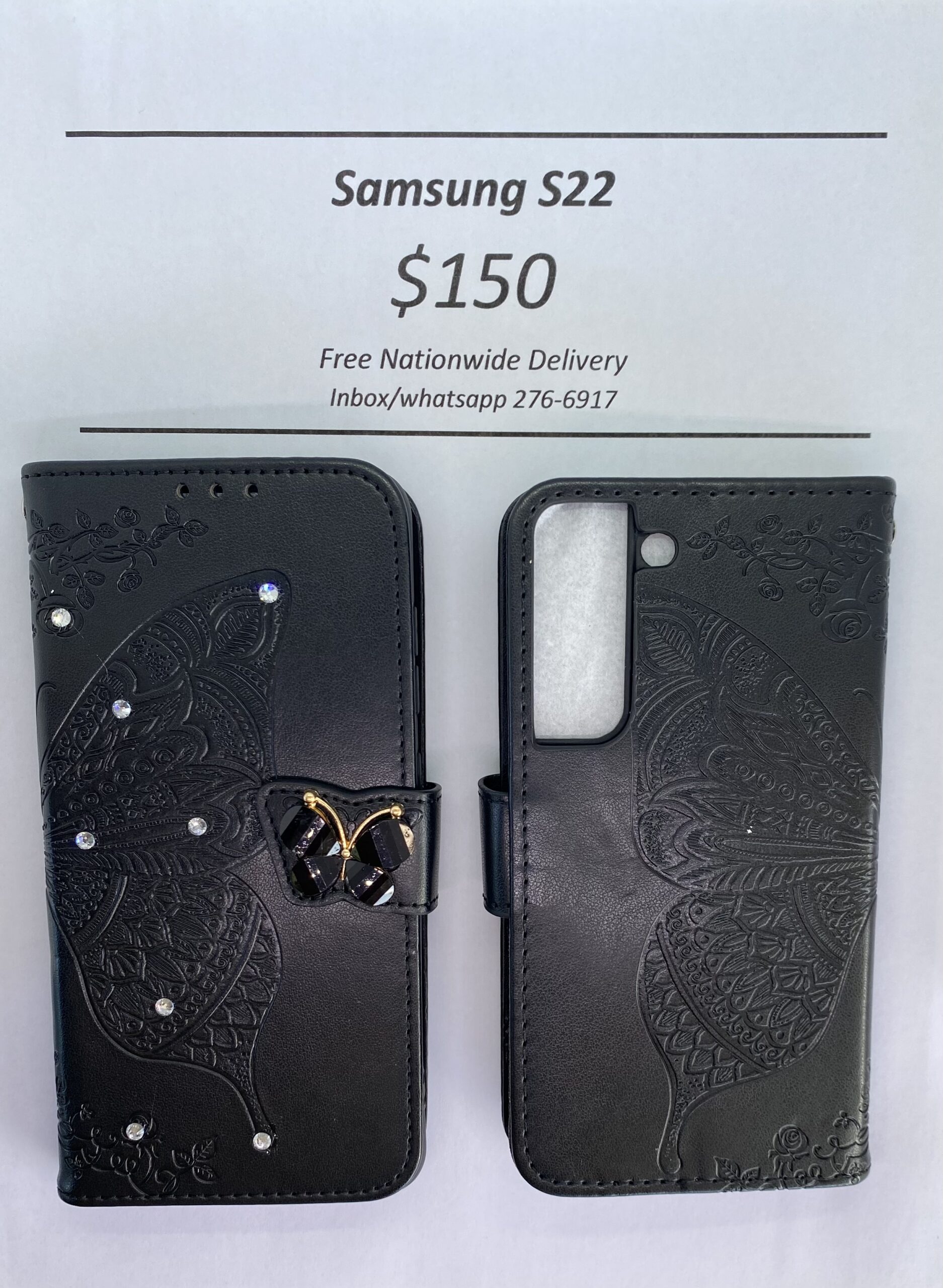 S22 Black Butterfly Wallet