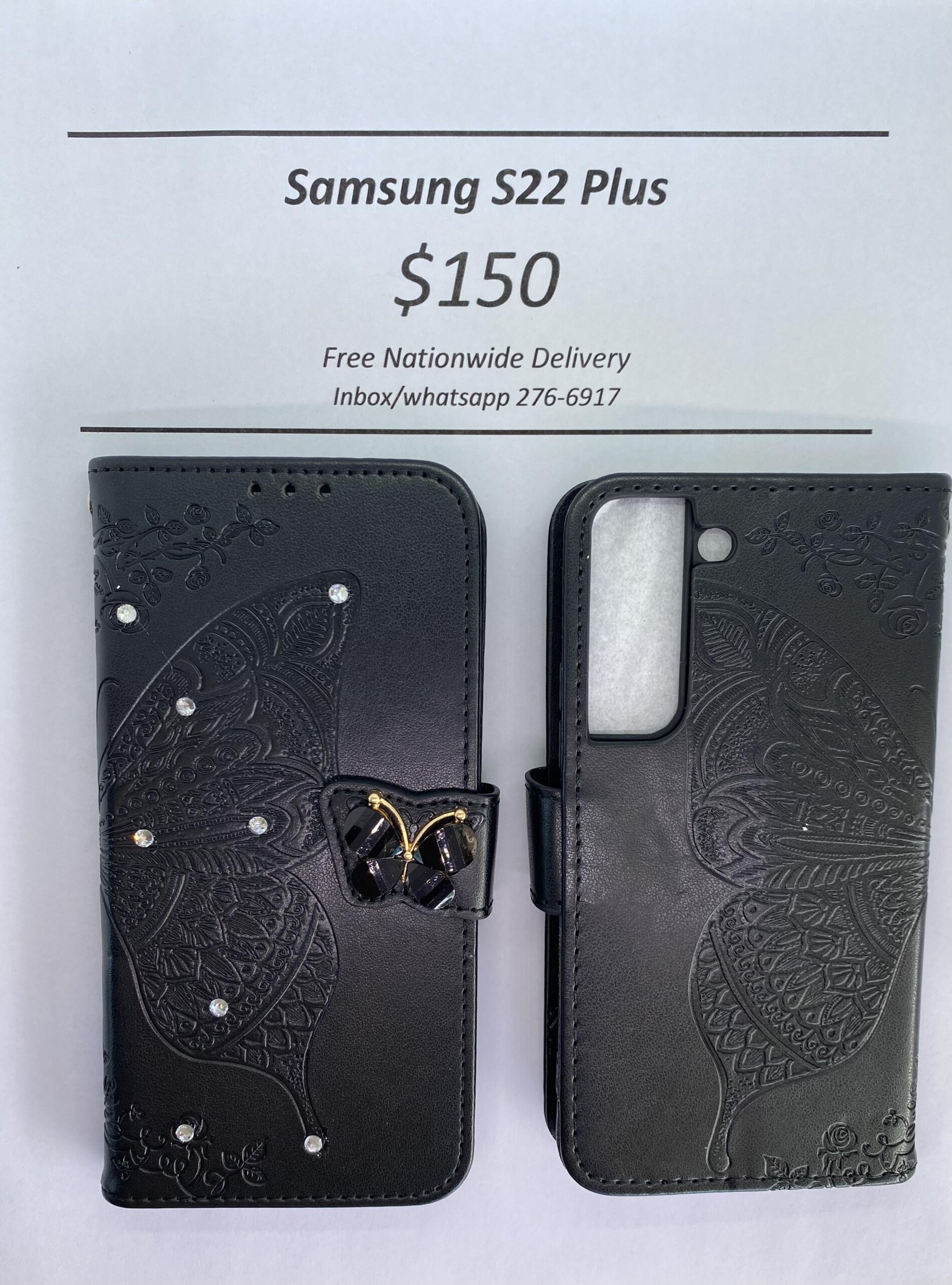 S22 Plus Black Butterfly Wallet