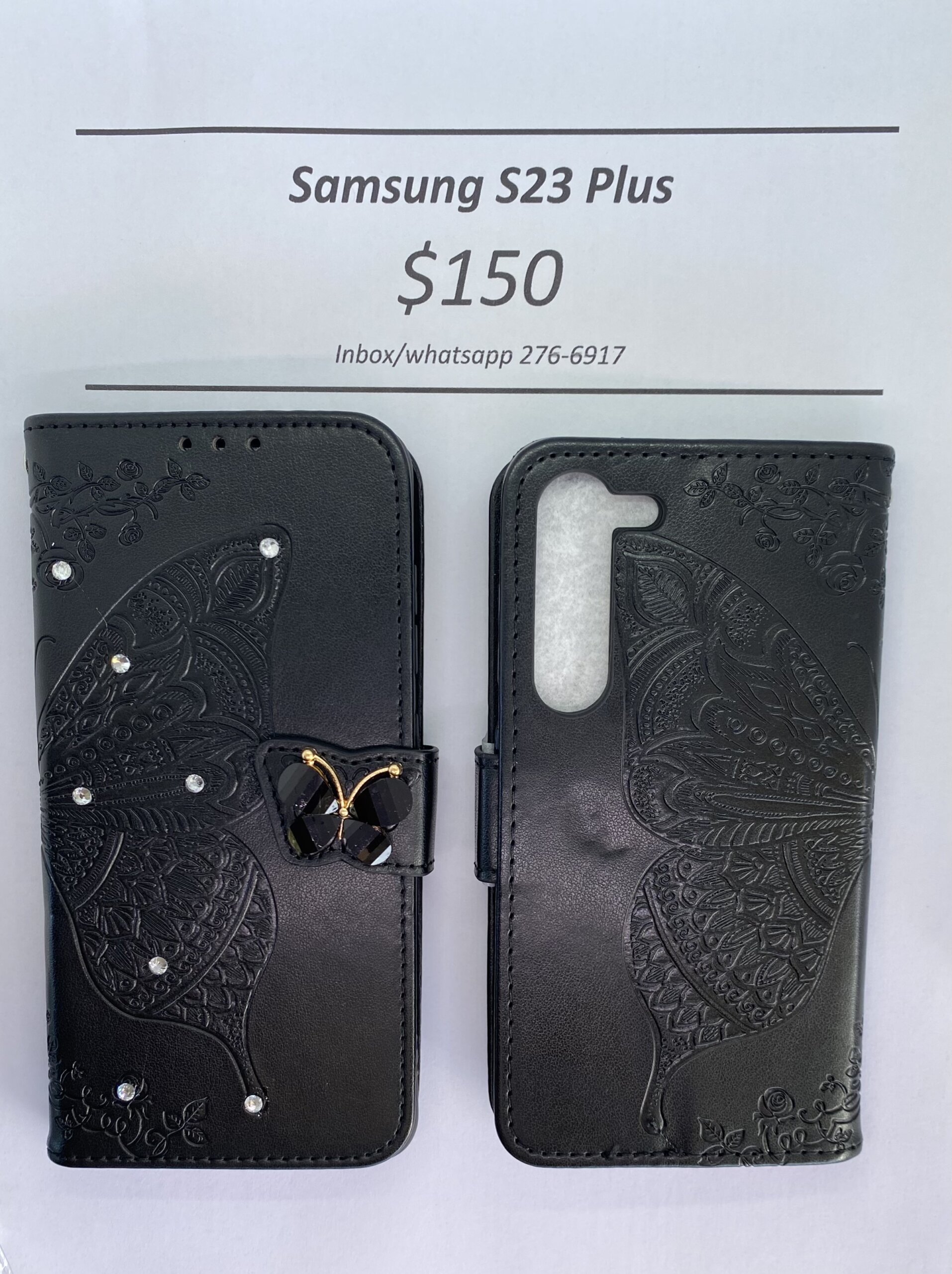 S23 Plus Black Butterfly Wallet