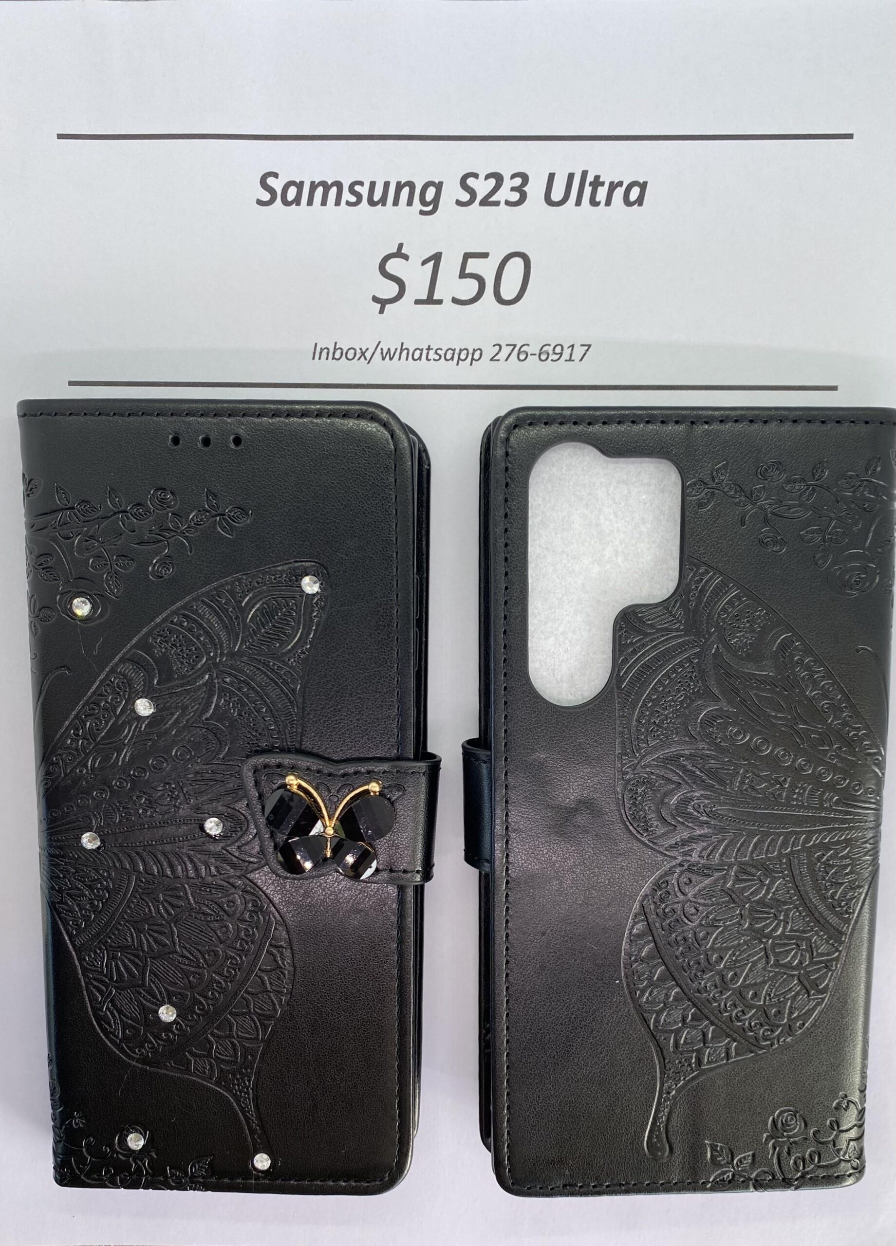 S23 Ultra Black Butterfly Wallet