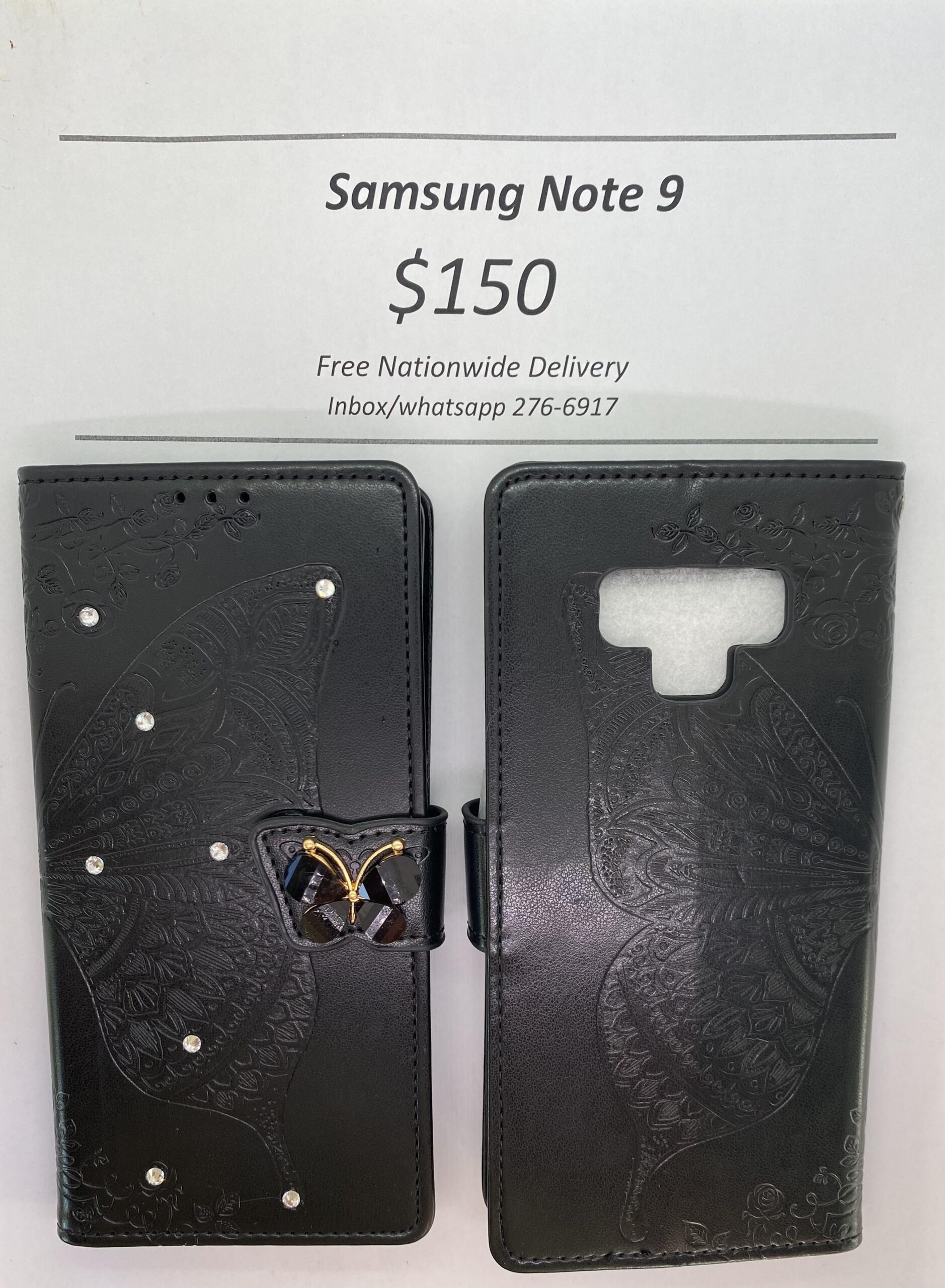 Samsung Note 9 Black Butterfly Wallet