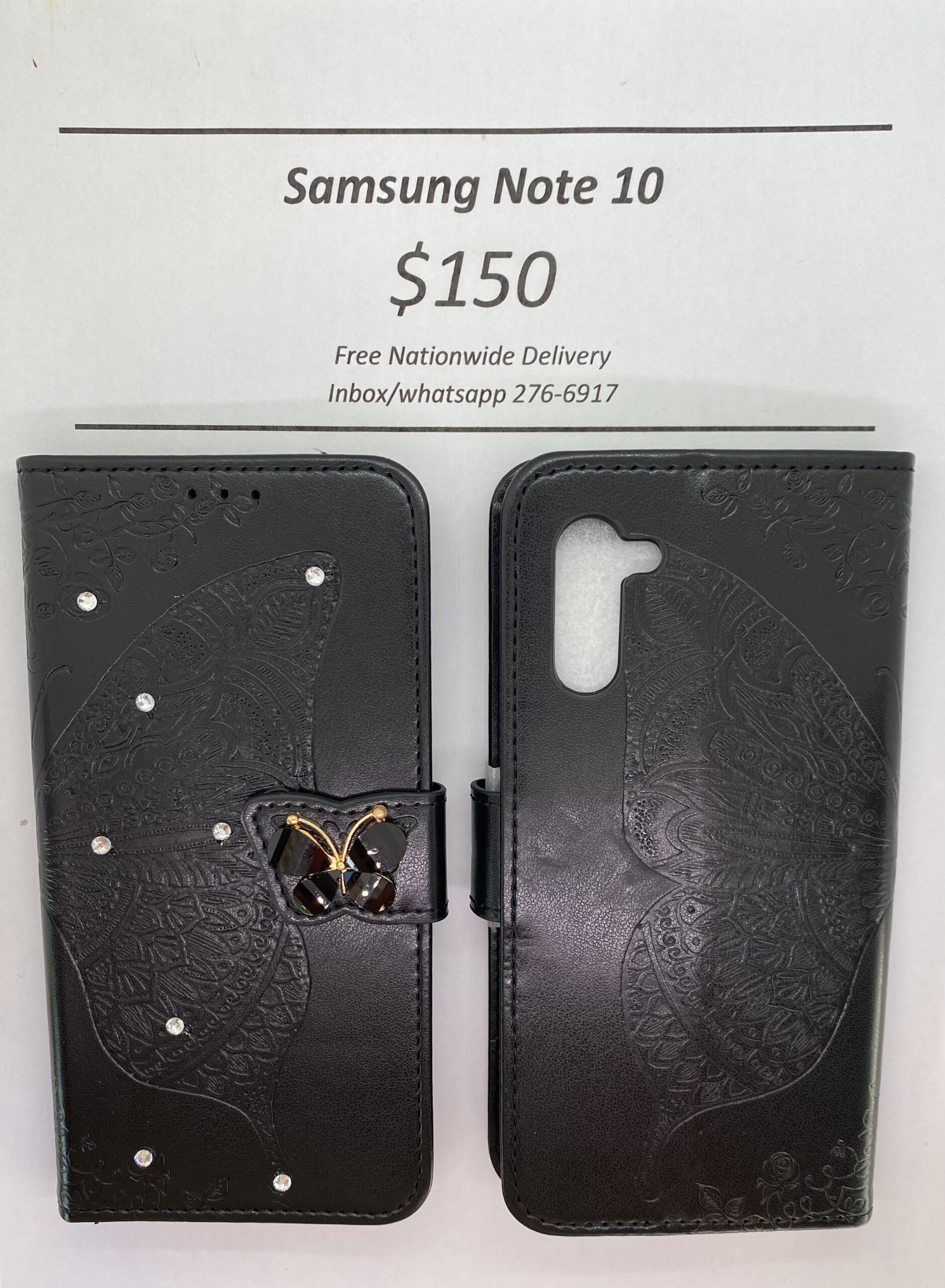 Samsung Note 10 Black Butterfly Wallet