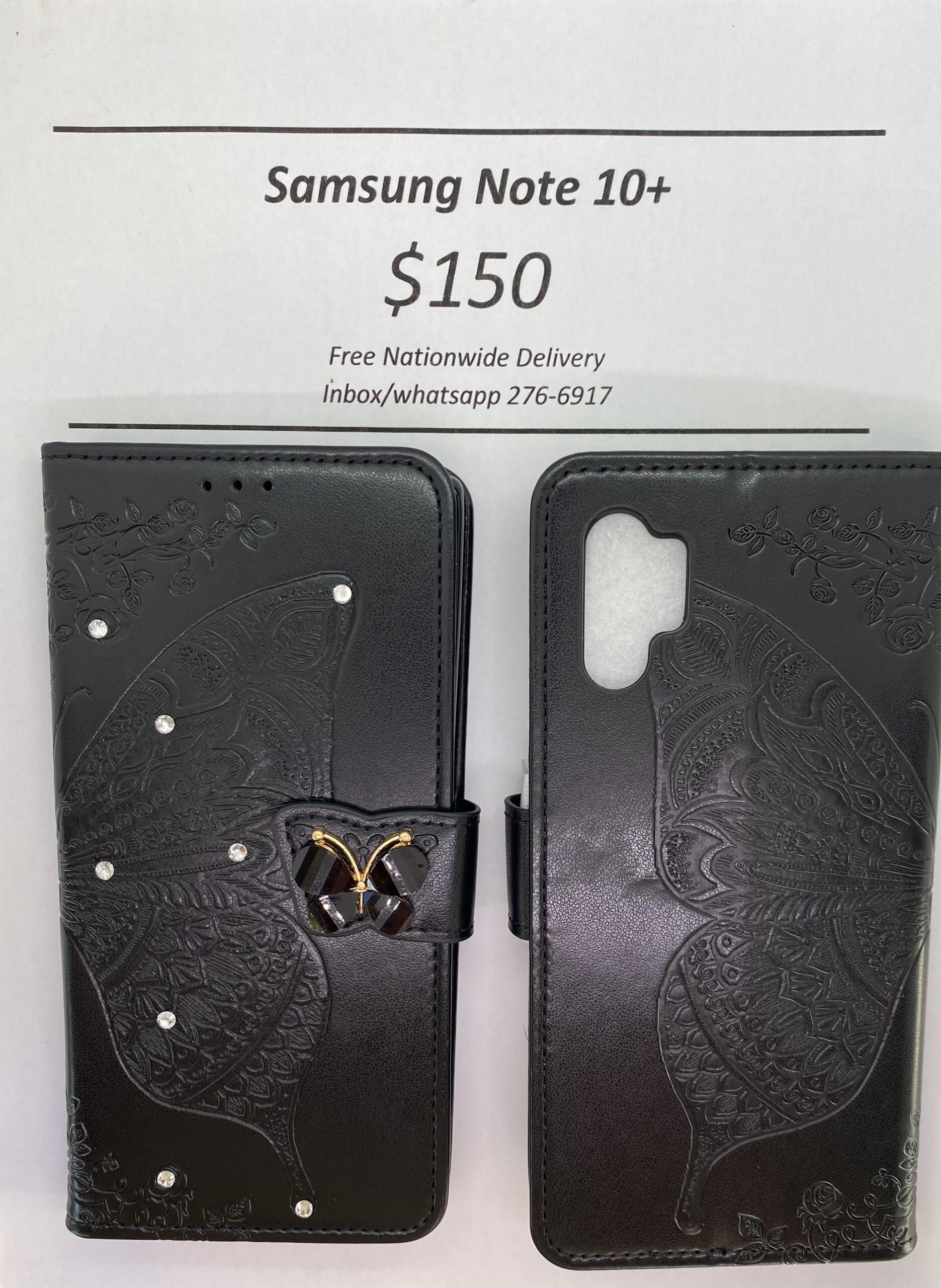 Samsung Note 10 Plus  Black Butterfly Wallet