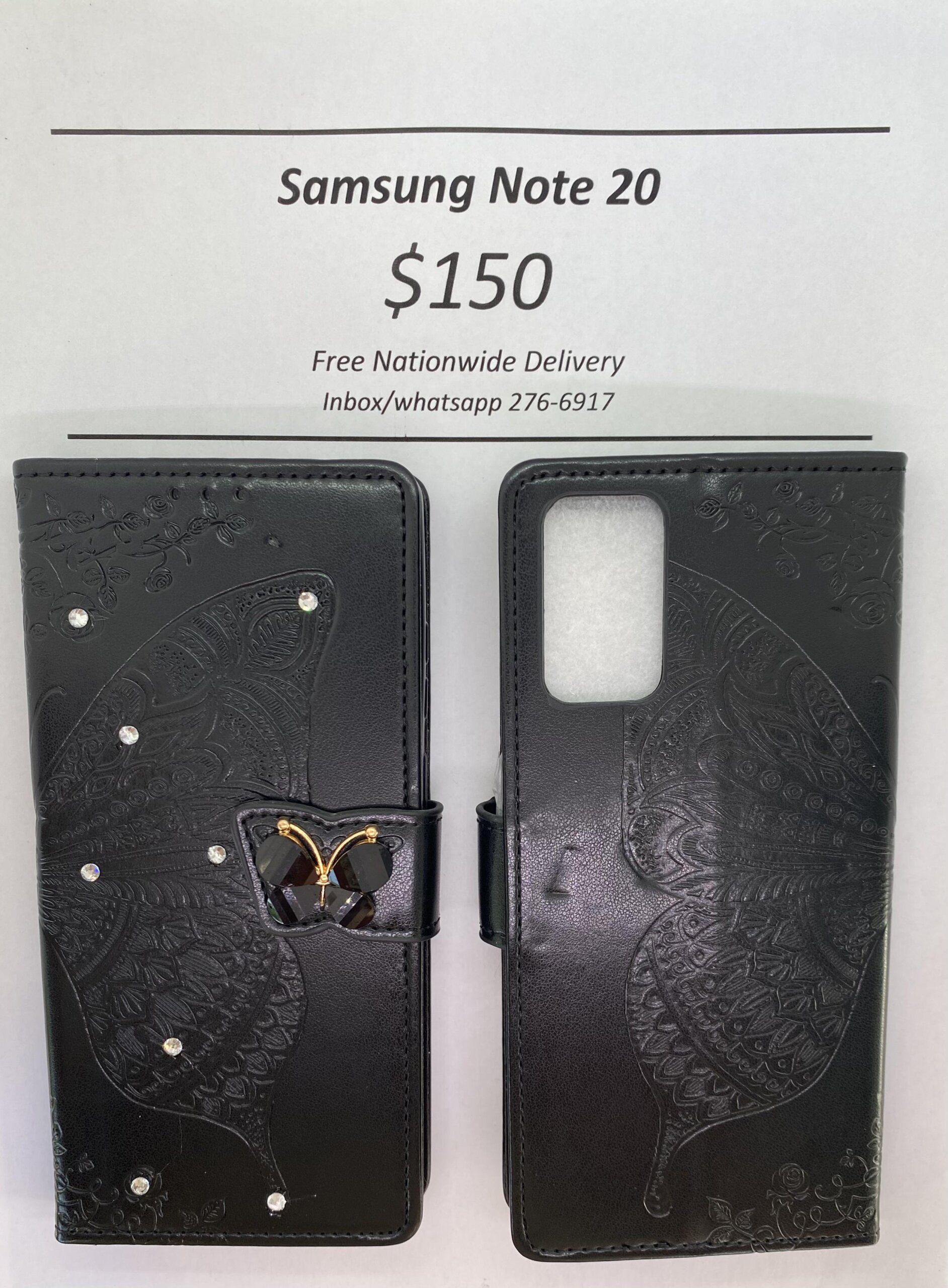 Samsung Note 20 Black Butterfly Wallet
