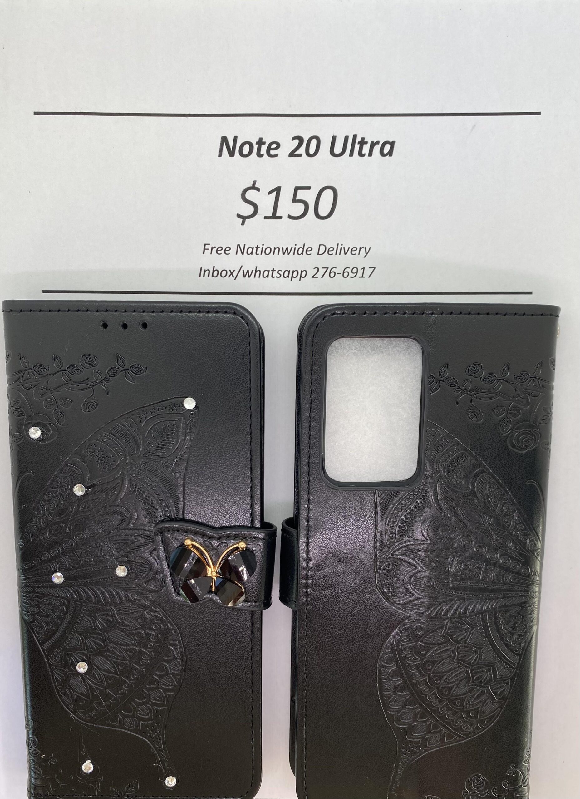 Samsung Note 20 Ultra Black Butterfly Wallet